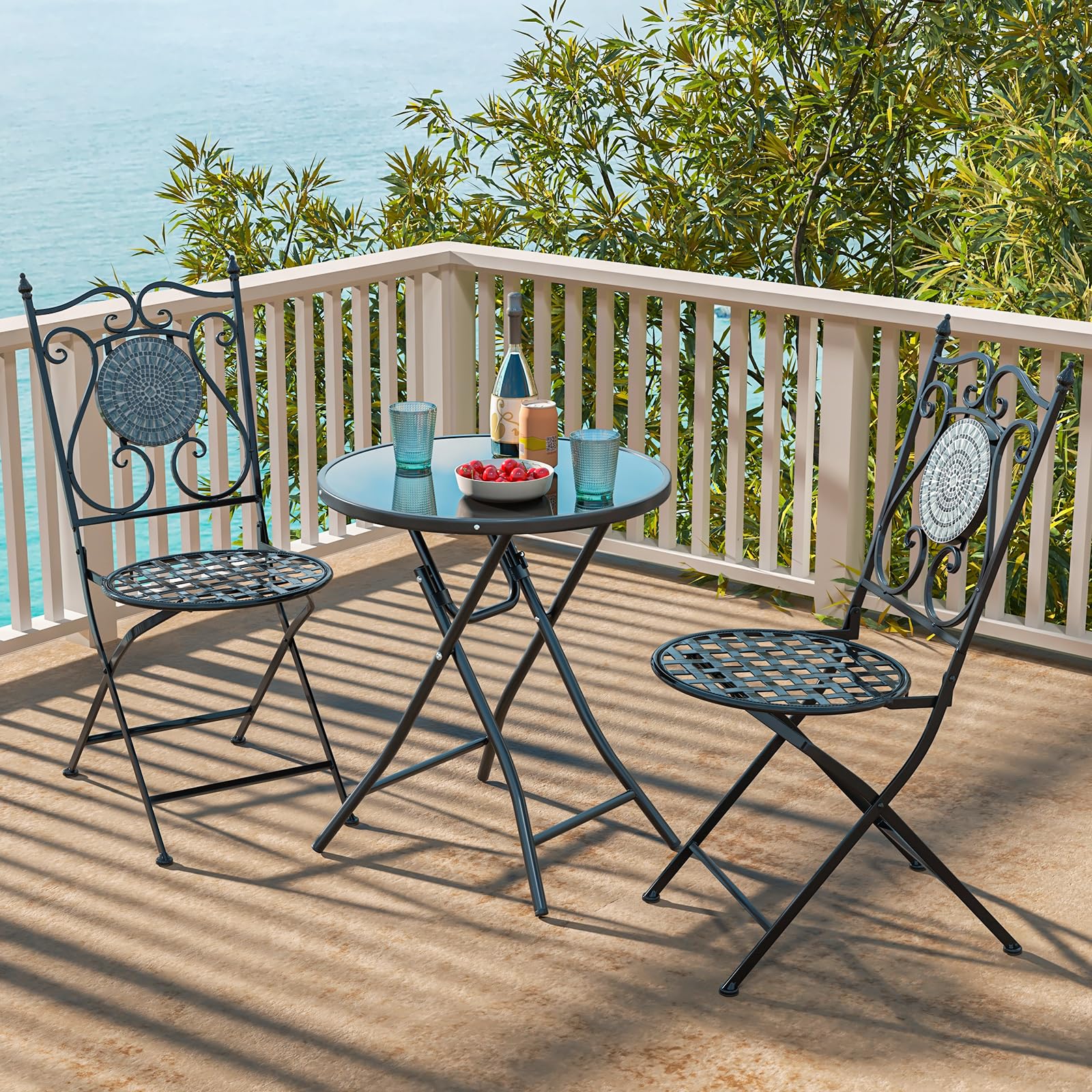 komfotteu-gartentisch-klappbar-rund-59-cm-glas-schwarz-metall image 7