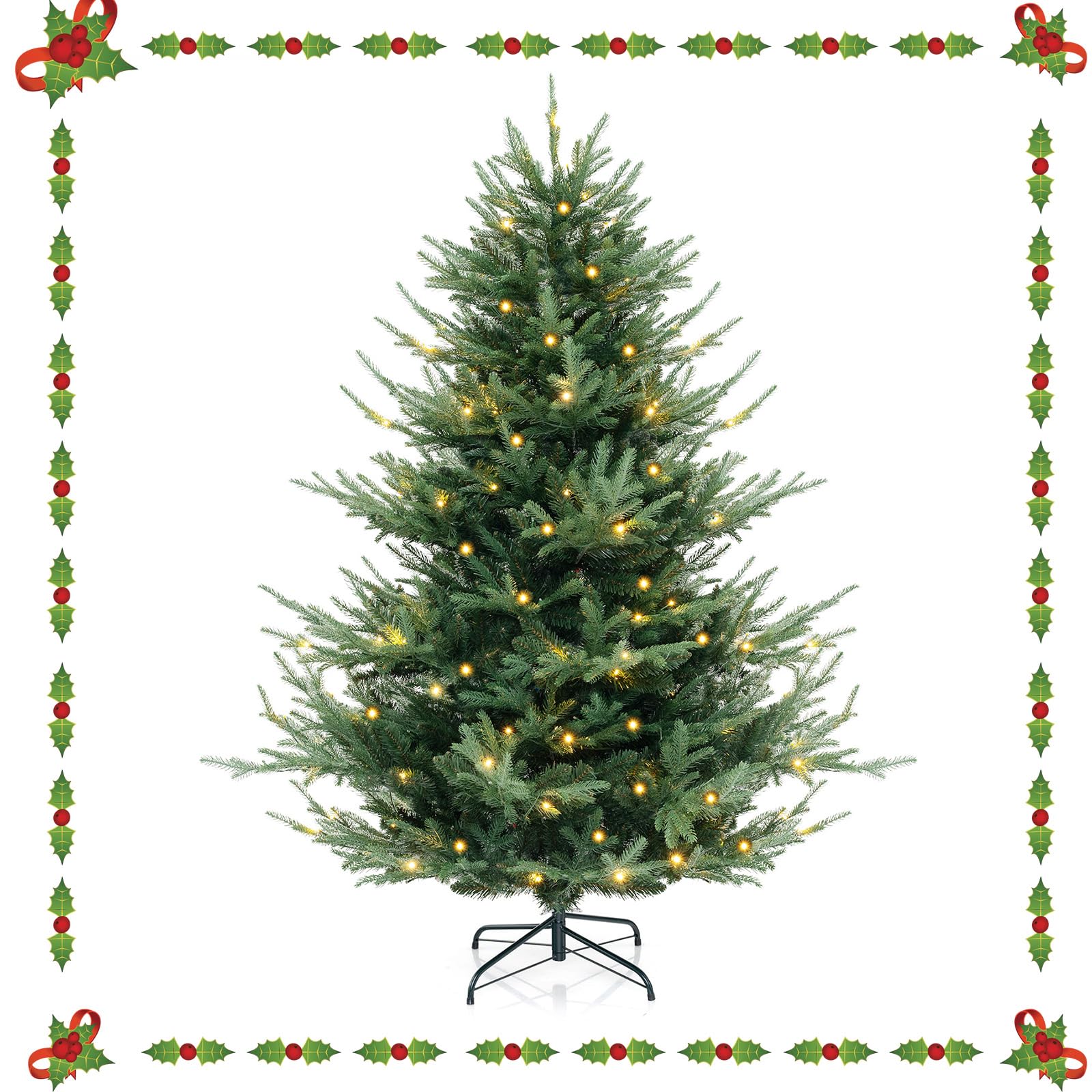 komfotteu-k-nstlicher-weihnachtsbaum-mit-lichtern-135-cm-442-spitzen image 5