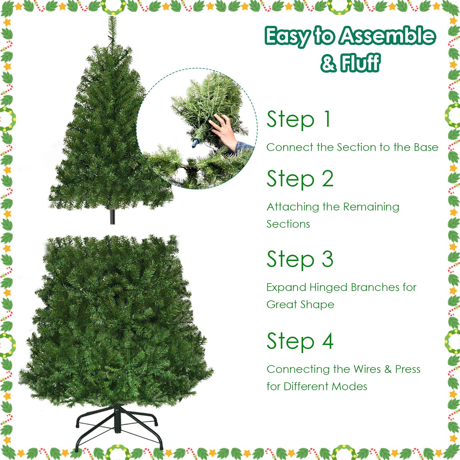 komfotteu-k-nstlicher-weihnachtsbaum-150-cm-mit-led-beleuchtung image 6