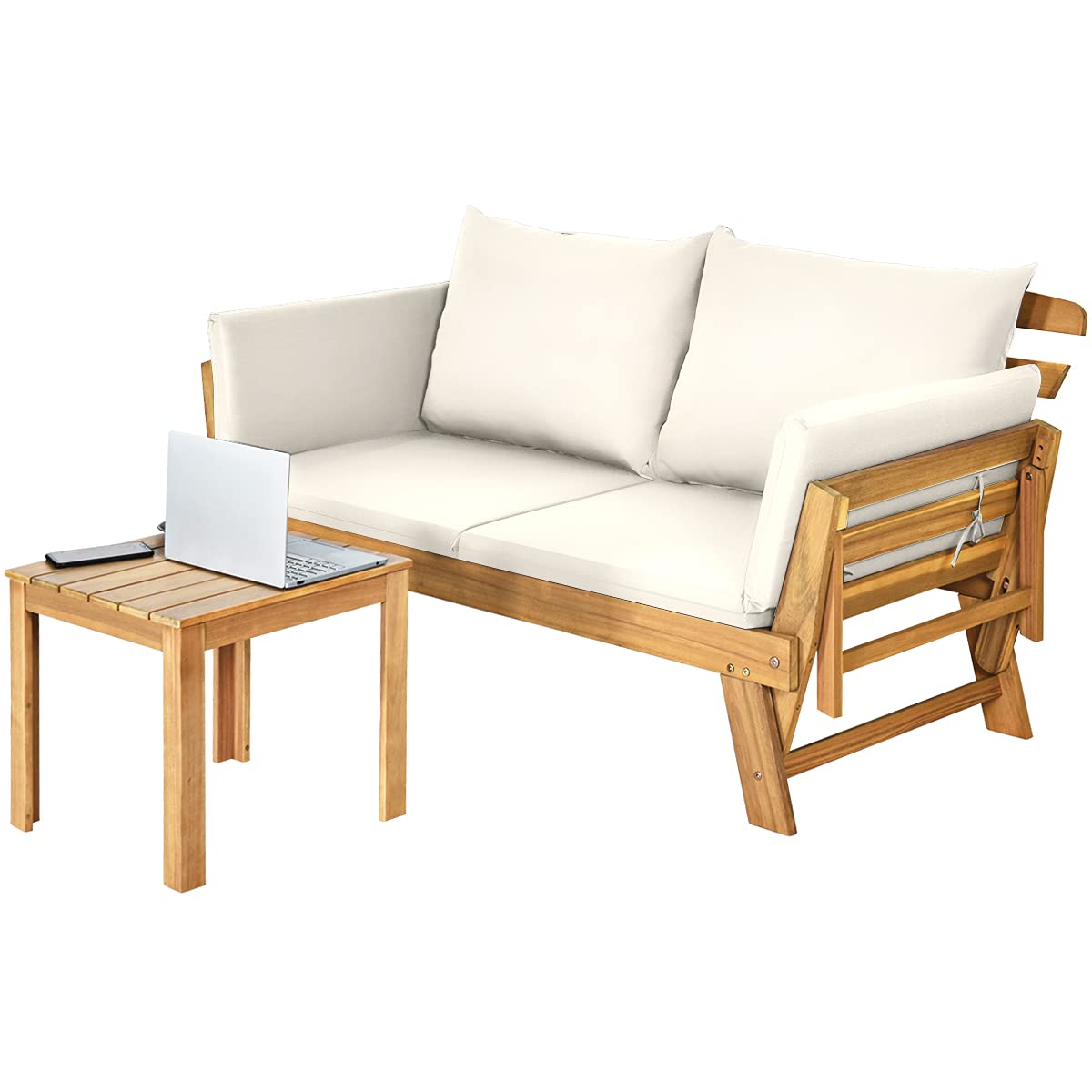komfotteu-gartensofa-aus-holz-wei-bank-sonnenliege-2-personen image 7