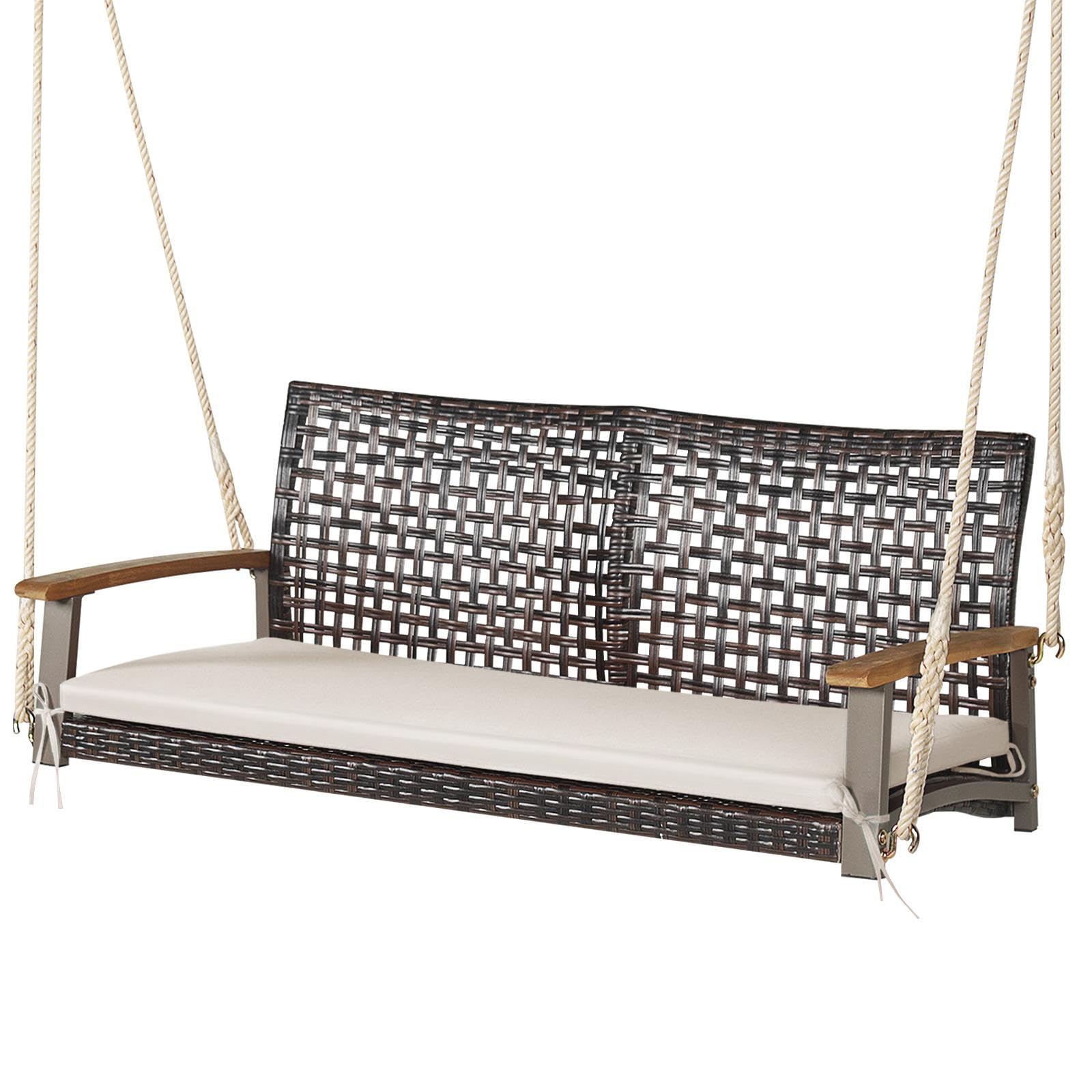 komfotteu-h-ngebank-aus-rattan-f-r-2-personen-bis-360-kg-mit-akazienholzgel-nder image 8
