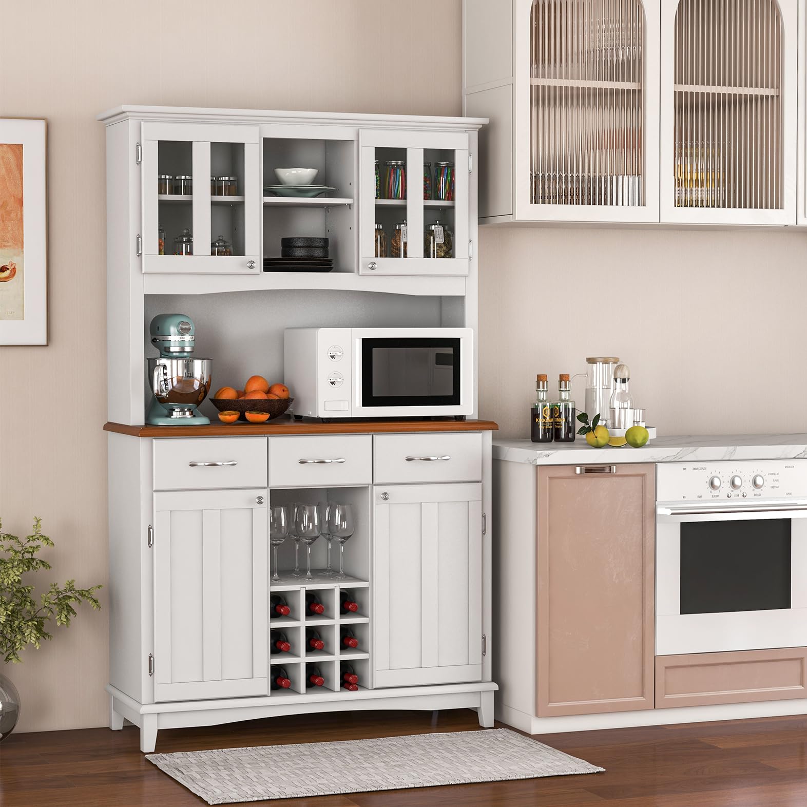 komfotteu-buffetschrank-112x41-5x184-5-cm-wei-mit-weinregal-und-glast-r image 2