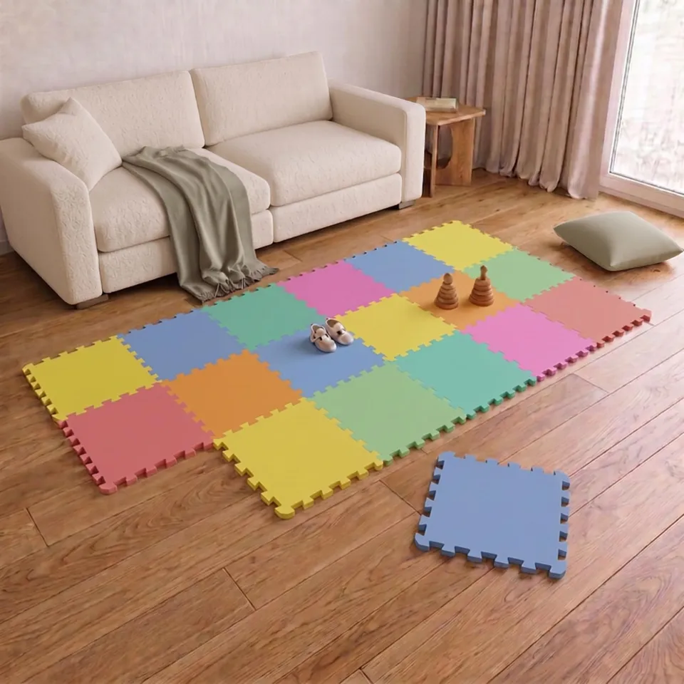 littletom-spielmatte-baby-puzzlematte-18-teilig-30x30-cm-mint-rosa image 1