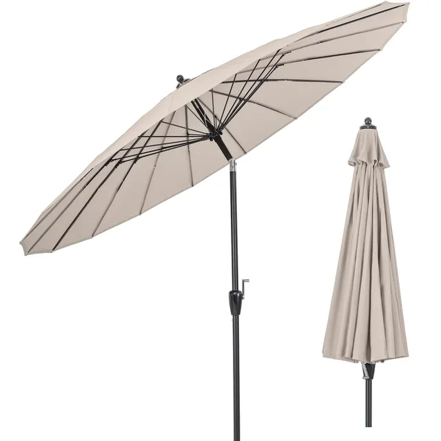 komfotteu-sonnenschirm-265-cm-neigbar-mit-handkurbel-und-18-streben image 1