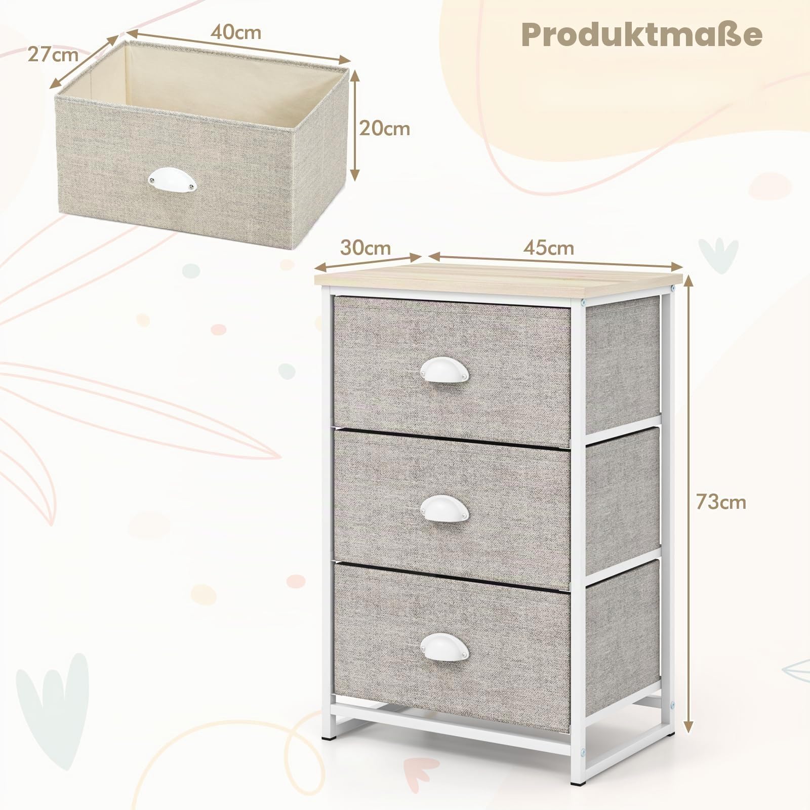 komfotteu-kommode-mit-3-stoffschubladen-aufbewahrungsschrank-mit-holzplatte image 3