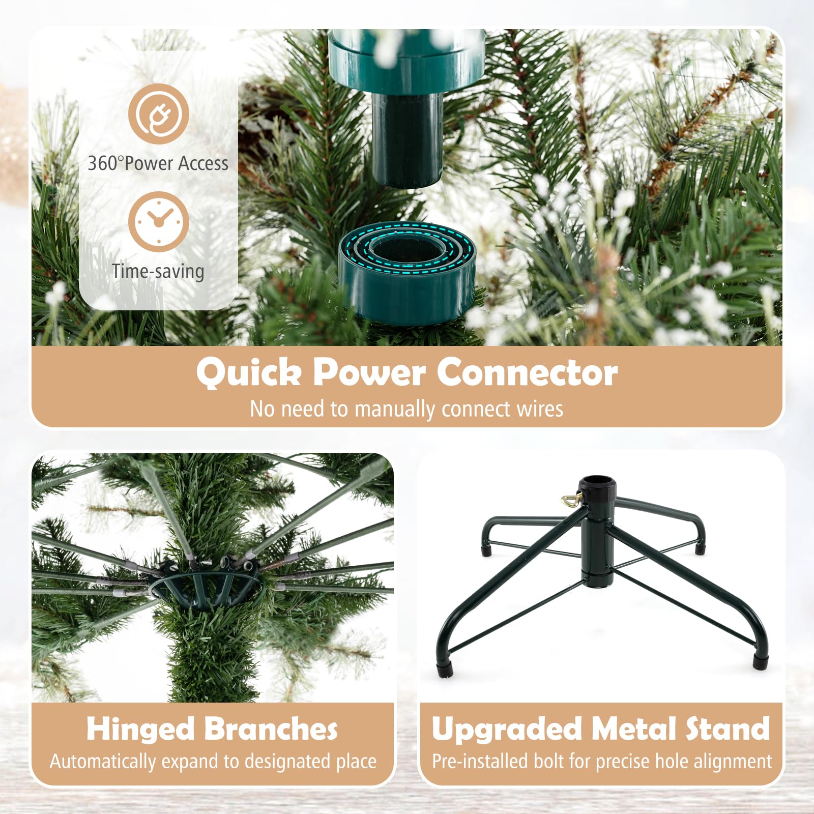 komfotteu-k-nstlicher-weihnachtsbaum-mit-350-lichtern-und-fernbedienung-598-spit image 3