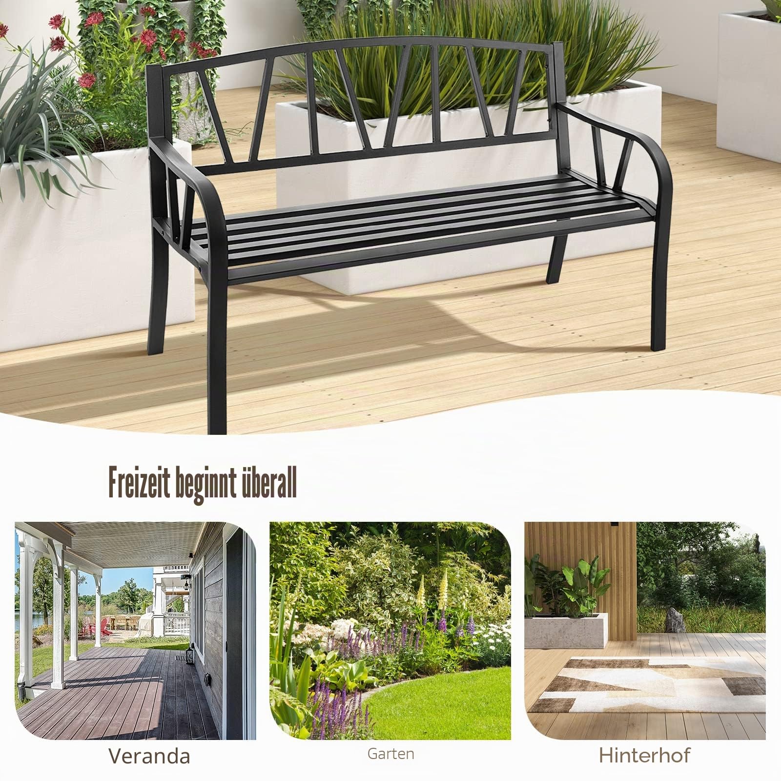 komfotteu-gartenbank-2-sitzer-metall-schwarz-bis-300-kg image 6
