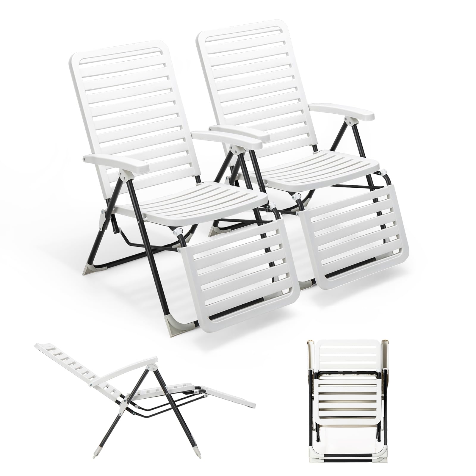 komfotteu-sonnenliege-gartenliege-klappbar-2er-set-7-fach-verstellbar-bis-150-kg image 1