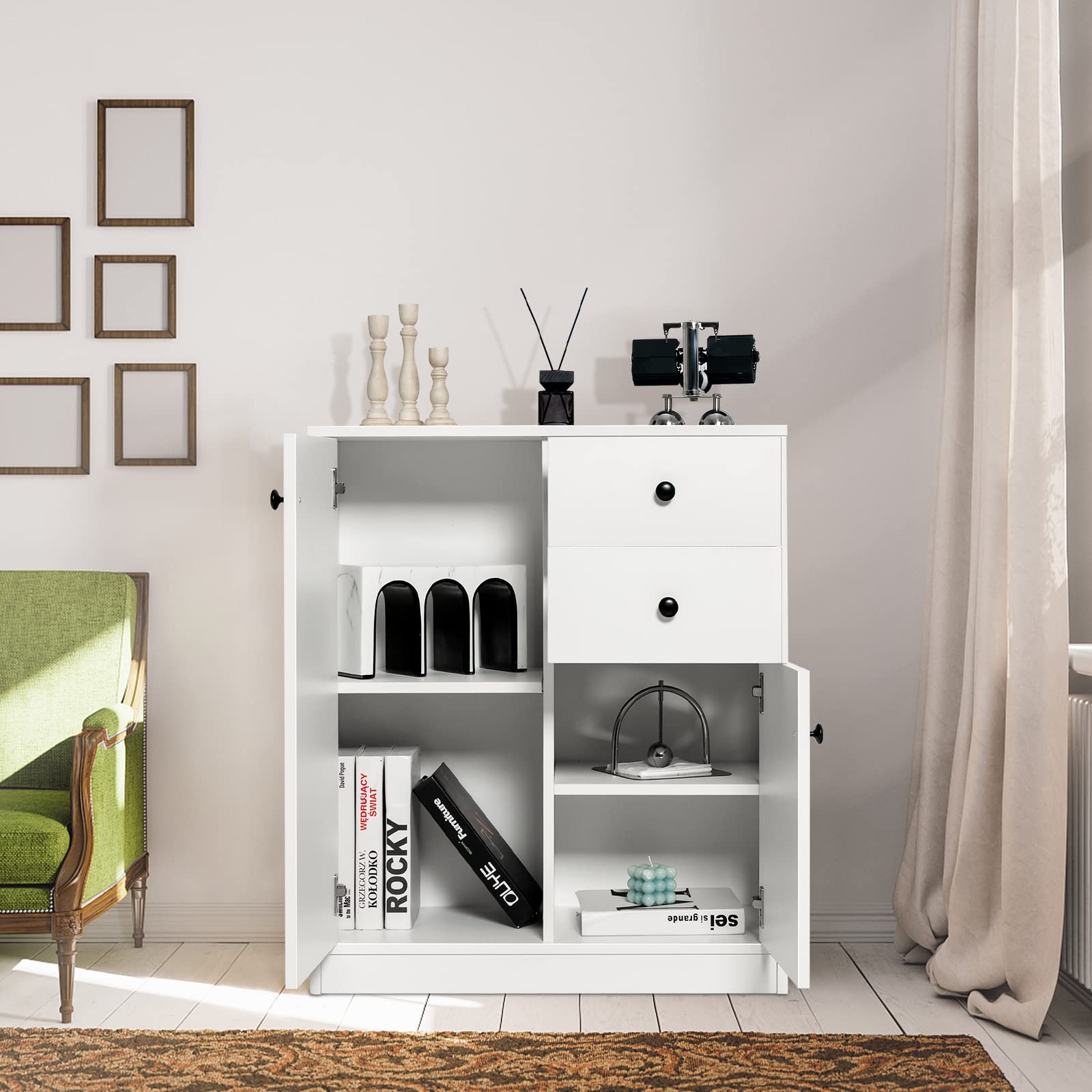 komfotteu-kommode-wei-sideboard-72x34x85-5-cm-mit-schubladen image 2