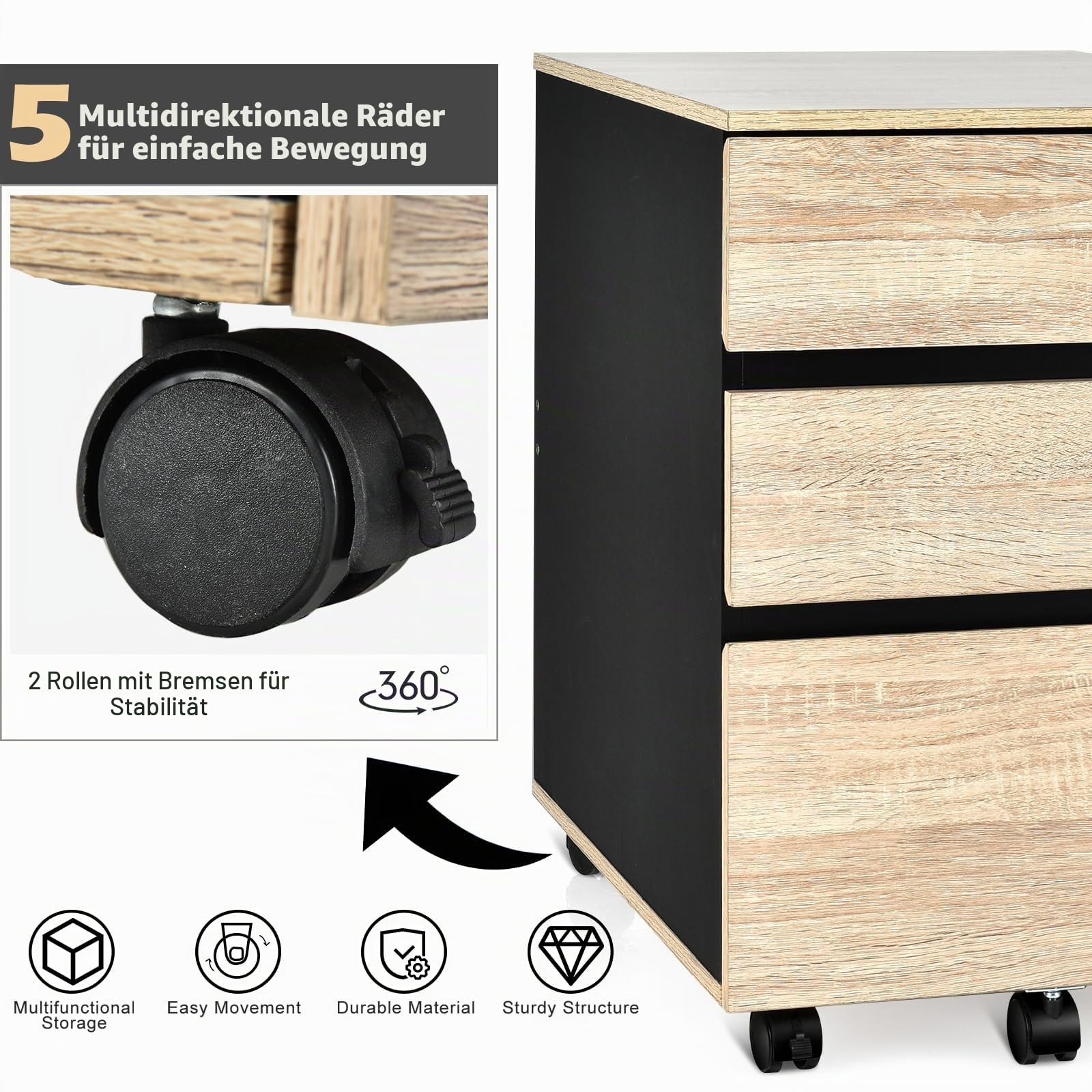 komfotteu-rollcontainer-mit-5-rollen-und-3-schubladen image 5