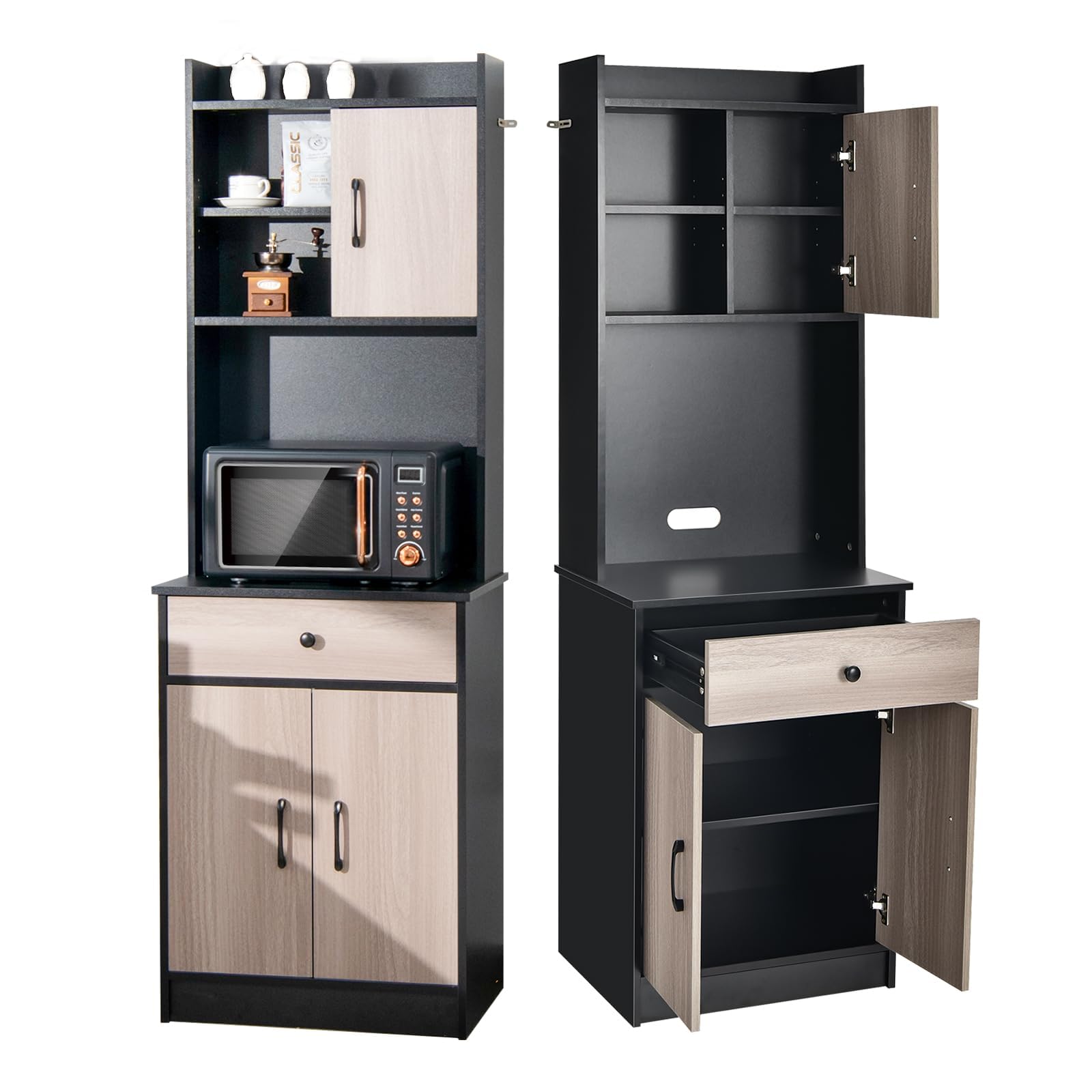 komfotteu-buffetschrank-hochschrank-60x40x180-cm-dunkelschwarz-mit-3-t-ren image 1