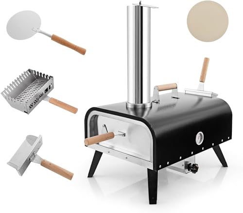 komfotteu-pizzaofen-outdoor-holzofen-edelstahl-mit-30-cm-pizzastein-thermometer- image 7