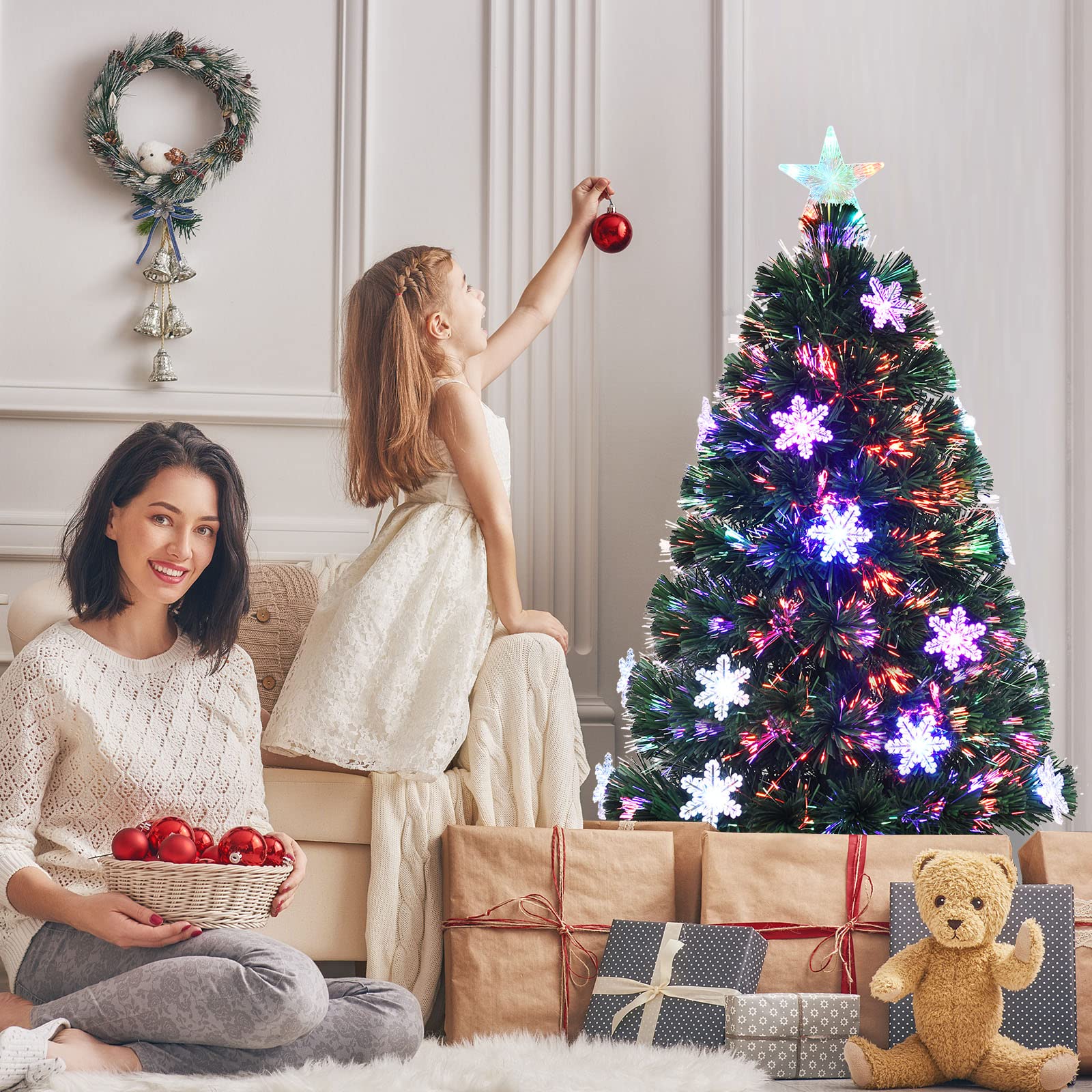 komfotteu-led-k-nstlicher-weihnachtsbaum-120-cm-tannenbaum-mit-sternspitze-farbw image 2