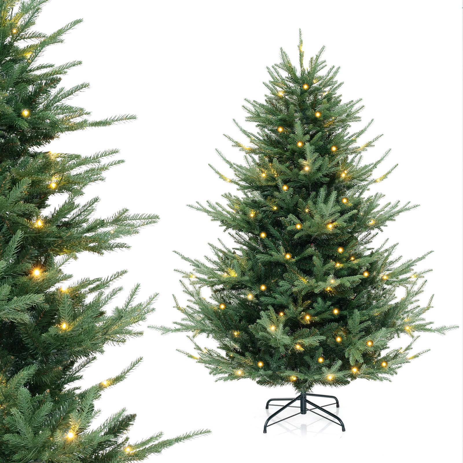 komfotteu-k-nstlicher-weihnachtsbaum-mit-lichtern-135-cm-442-spitzen image 1