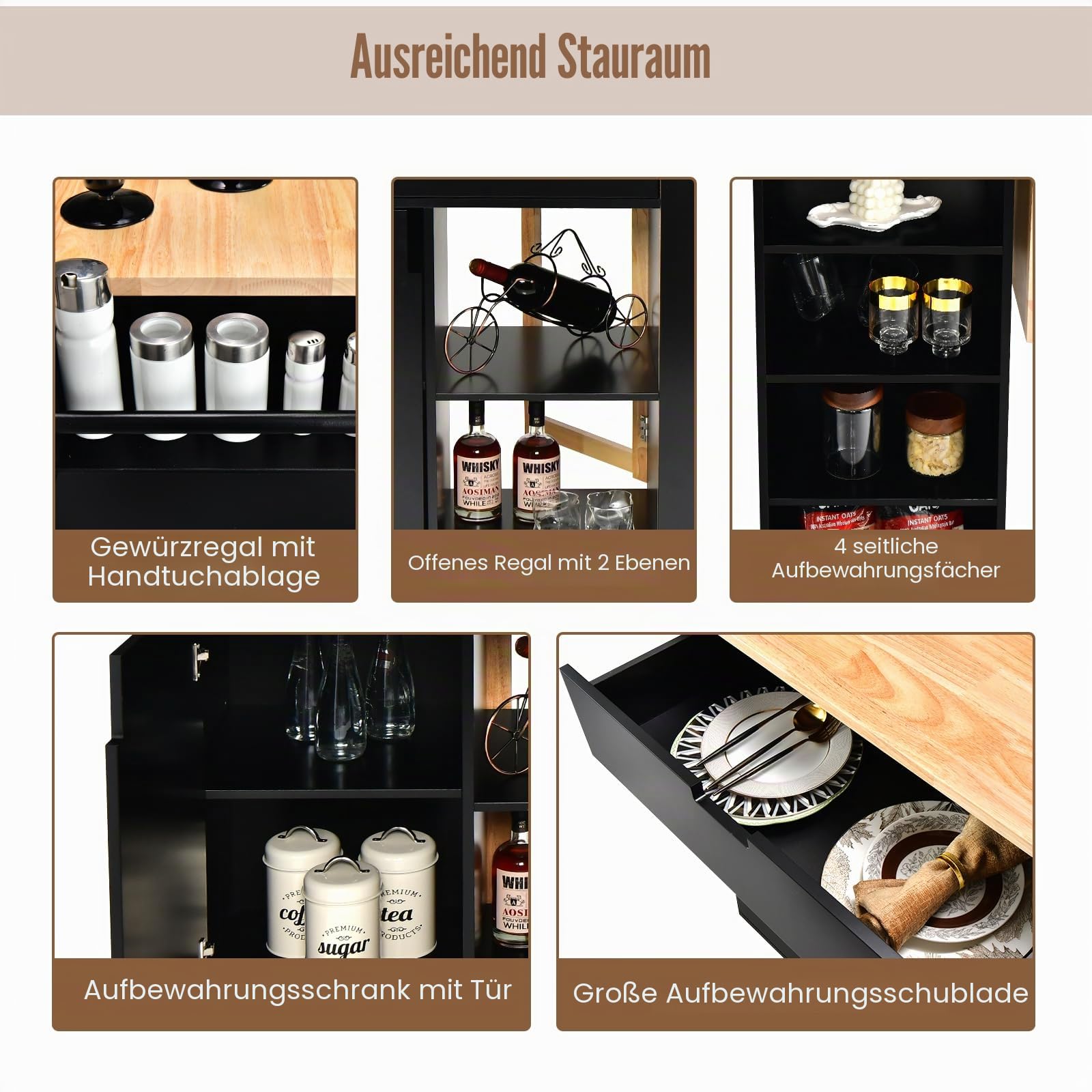 komfotteu-k-chenwagen-k-cheninsel-holz-mit-ausziehbarer-arbeitsplatte-schwarz image 8