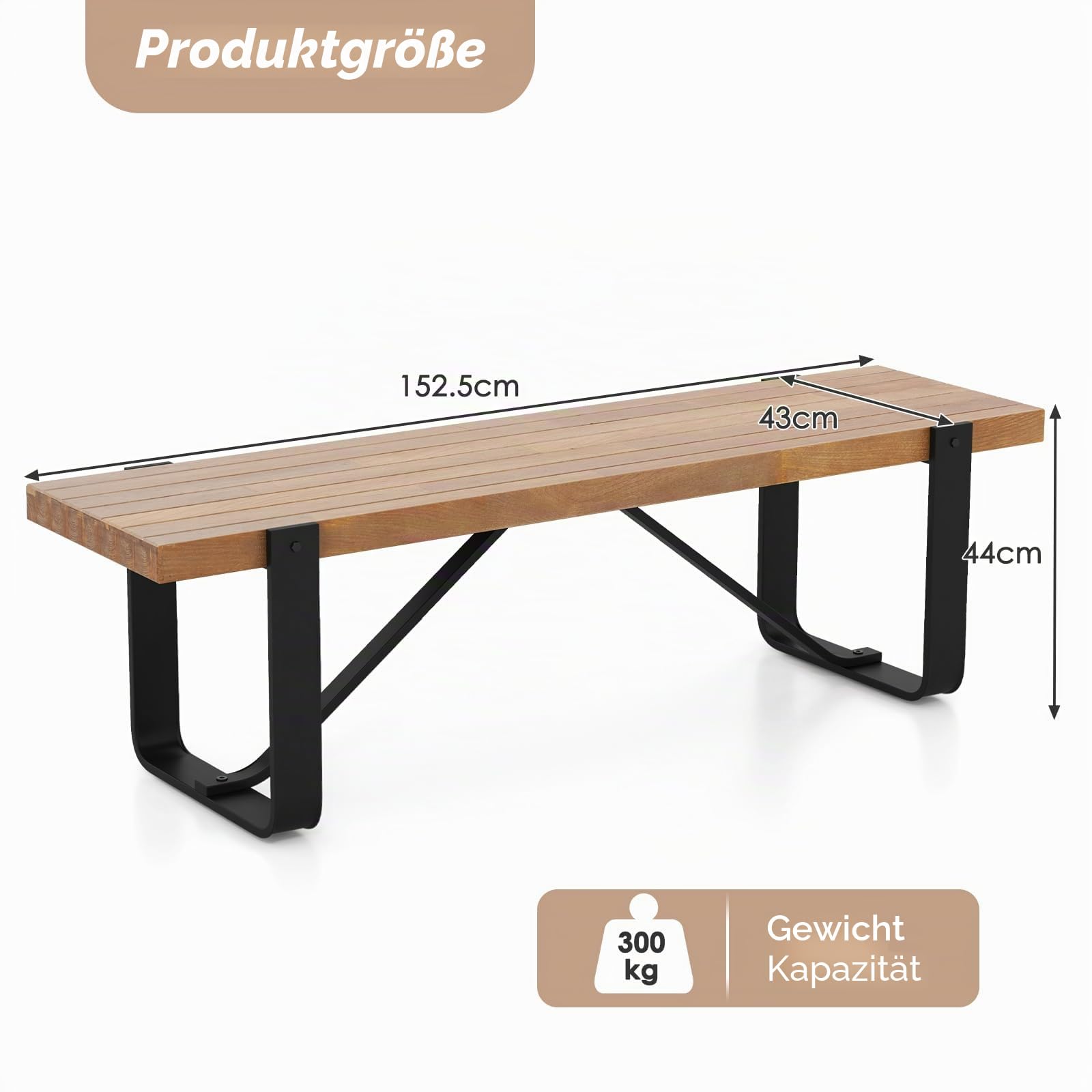 komfotteu-esszimmerbank-152-5x43-cm-sitzbank-holz-mit-u-metallbeinen-bis-300-kg image 3