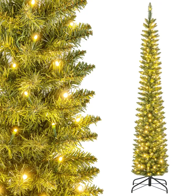 komfotteu-k-nstlicher-weihnachtsbaum-mit-lichtern-210-cm-499-spitzen image 1