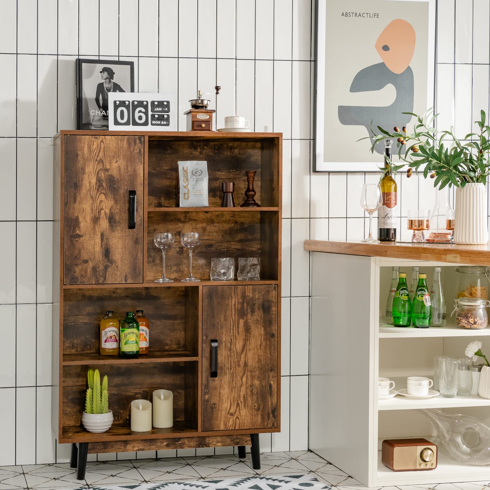 komfotteu-b-cherschrank-holz-80-x-24-x-119-5-cm-2-t-ren-4-regale-kaffee image 7