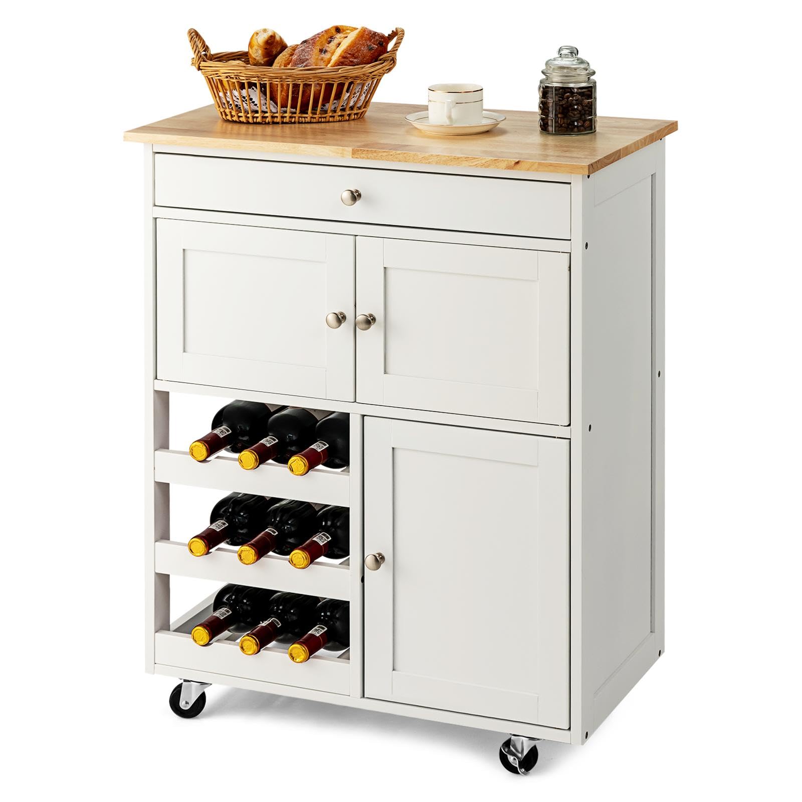 komfotteu-k-chenwagen-mit-weinregal-und-2-schr-nken-k-cheninsel-wei image 1
