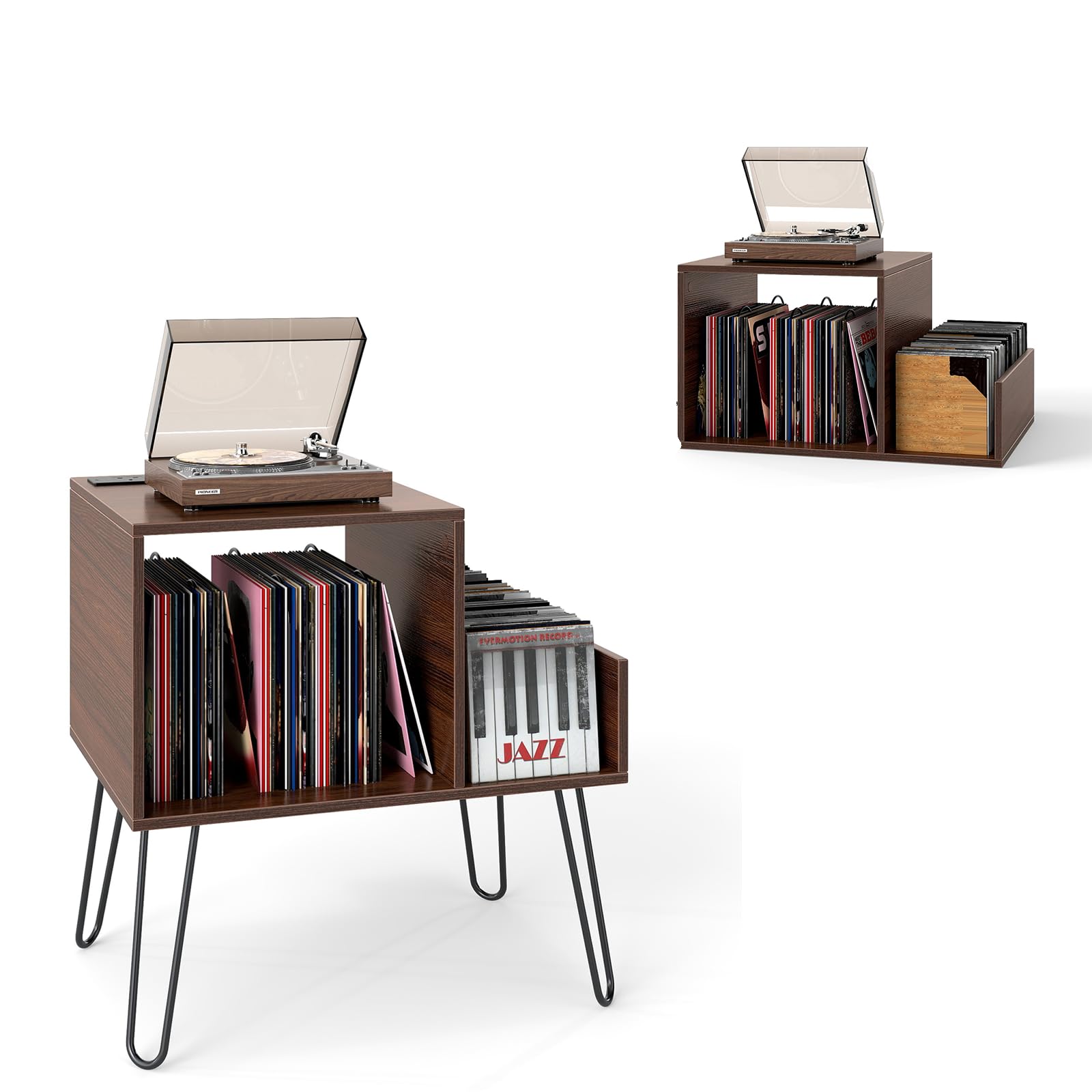 komfotteu-plattenspielerst-nder-braun-mit-ladestation-f-r-bis-zu-145-alben image 8