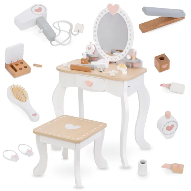mamabrum-schminktisch-holz-mit-spiegel-makeup-dresser-mit-ballerina image 1