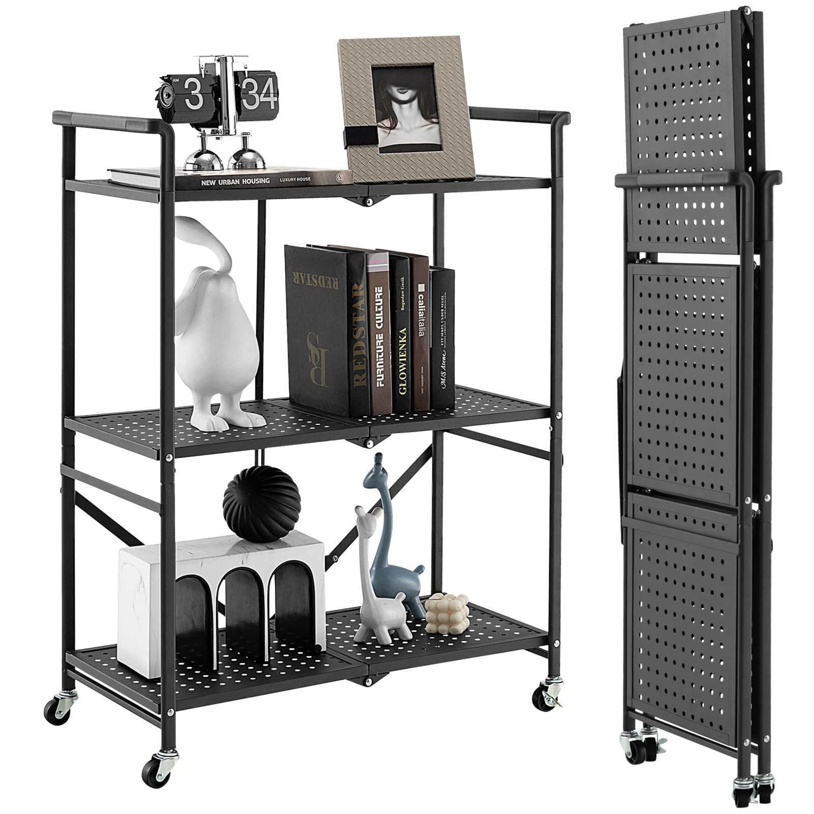 komfotteu-lagerregal-klappbar-73x33x94-cm-k-chenregal-auf-rollen-3-etagen-schwar image 1
