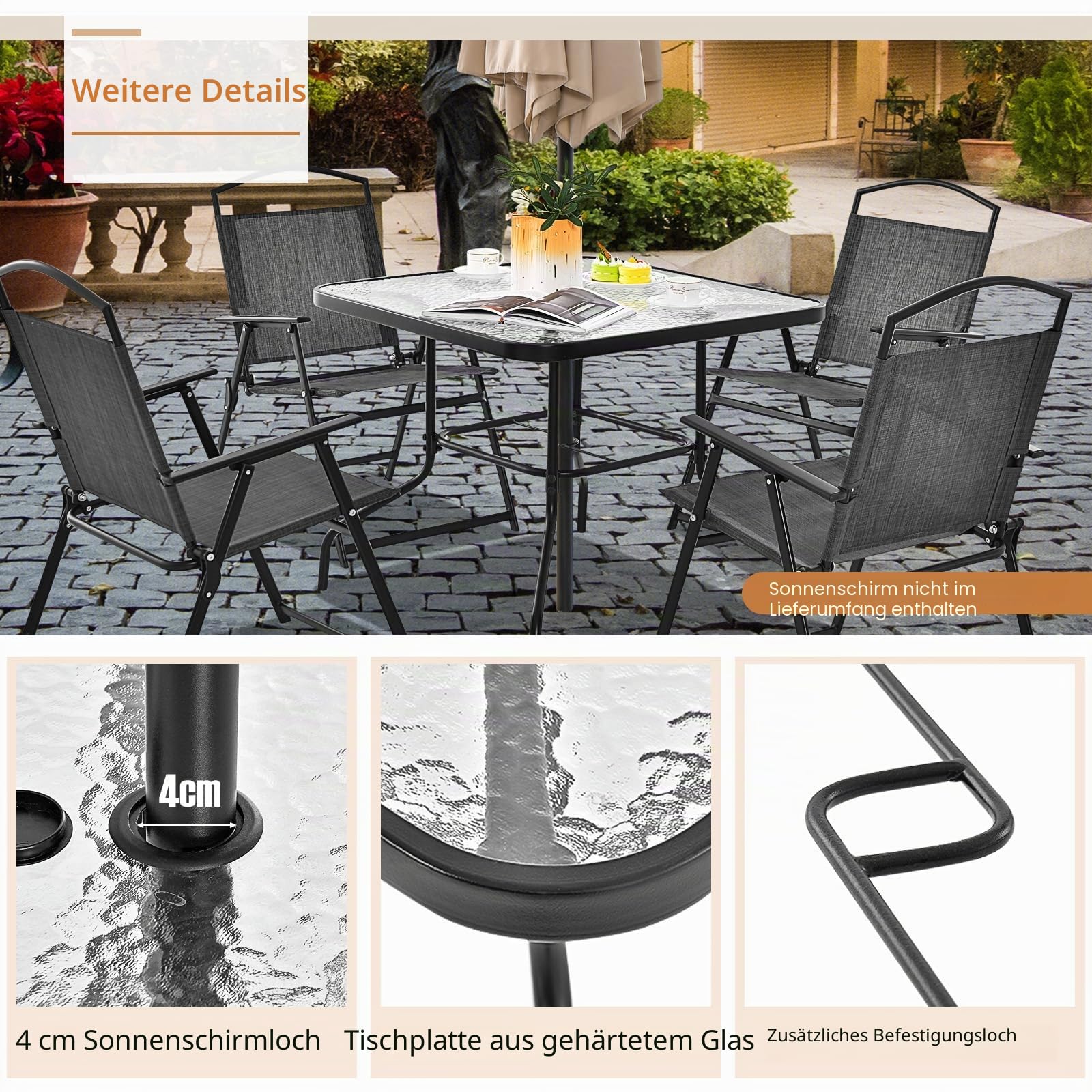 komfotteu-5-teiliges-gartenm-bel-set-mit-glastisch-und-4-textilene-klappst-hlen image 6