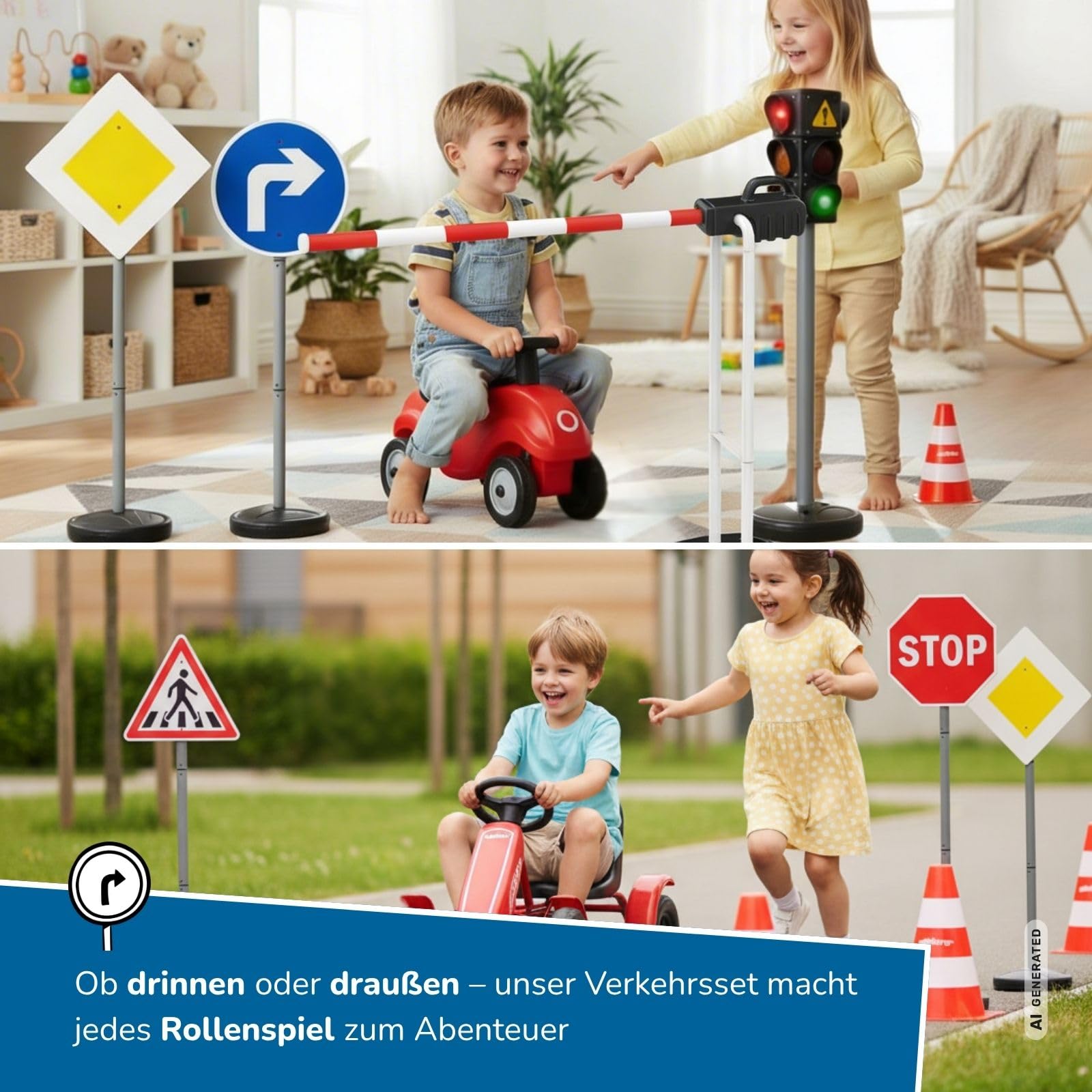 alldoro-xxl-verkehrsset-mit-10-schildern-ampel-schranke-blitzer-pylonen image 3