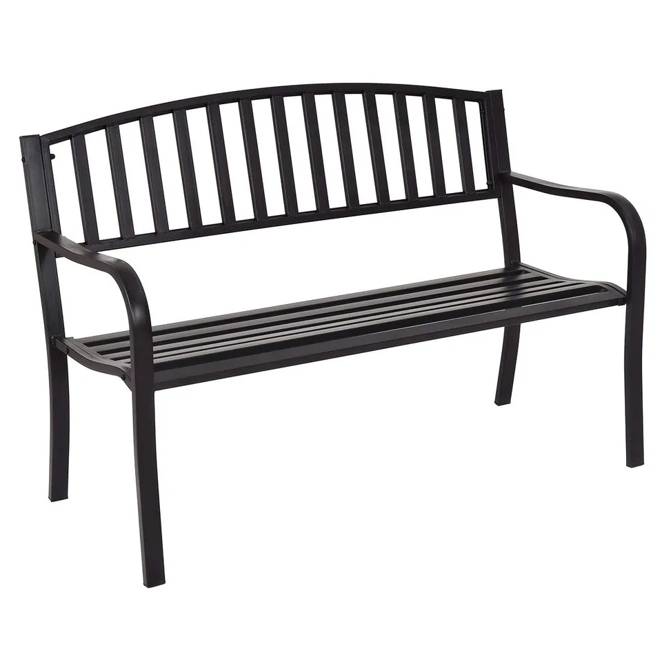 komfotteu-2-sitzer-stahlbank-mit-r-ckenlehne-127-x-60-x-87-cm-schwarz image 1