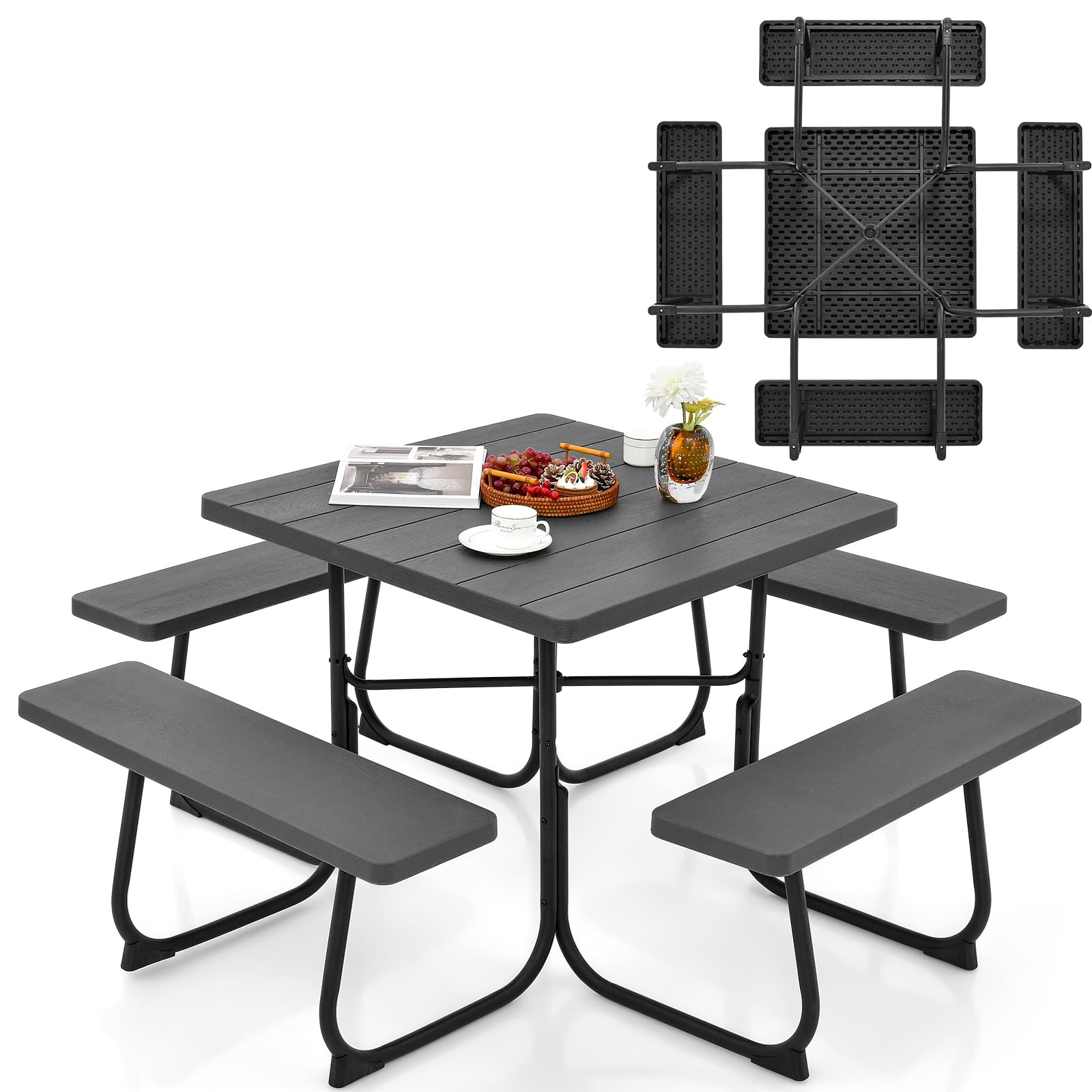 komfotteu-bierzeltgarnitur-8-personen-picknicktisch-set-schwarz image 1