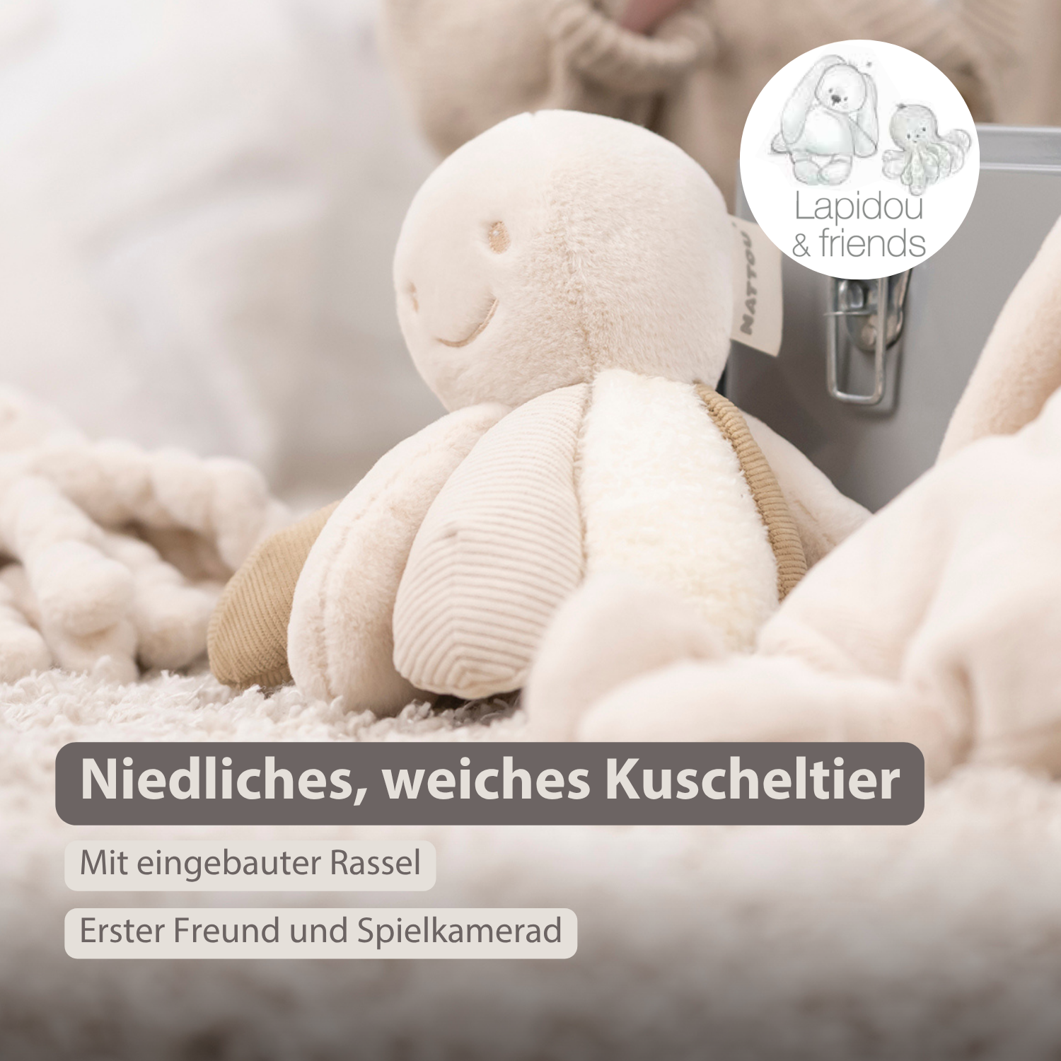 nattou-lapidou-kuschel-oktopus-rassel-26-cm-sand image 2