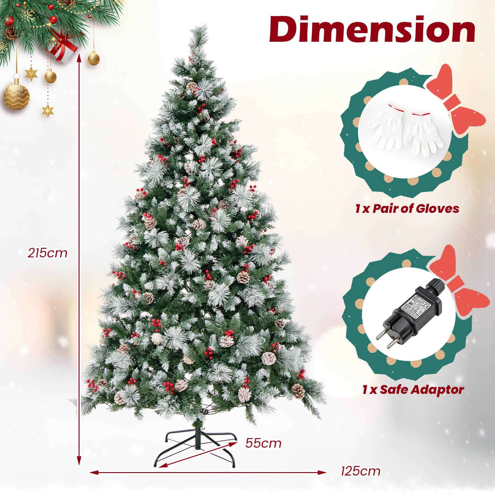 komfotteu-k-nstlicher-weihnachtsbaum-215-cm-mit-400-led-4-farben-kiefer-beeren-s image 6