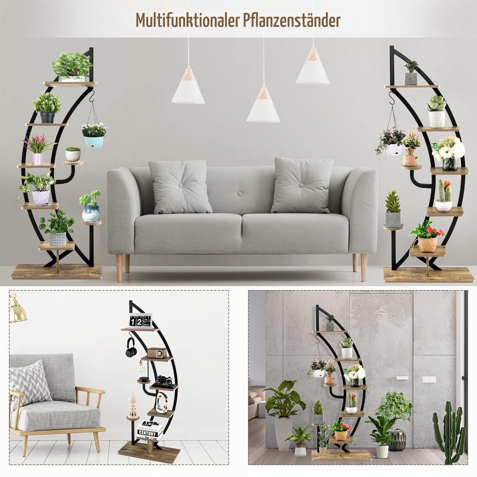 komfotteu-pflanzenst-nder-5-stufig-metall-mit-7-ablagen-und-haken-schwarz-2-st-c image 7