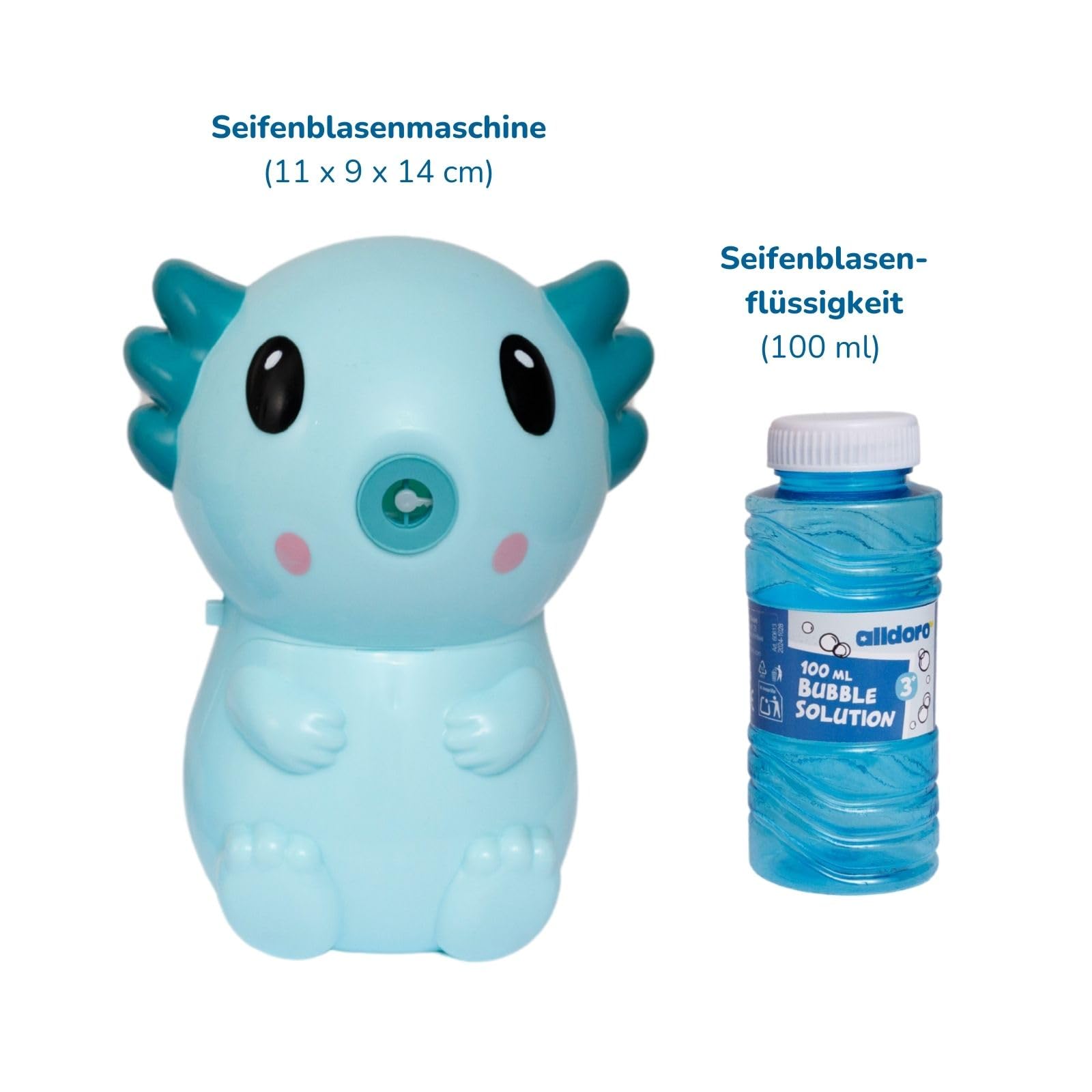 alldoro-seifenblasenmaschine-axolotl-14-cm-t-rkis-mit-100-ml-fluid image 6