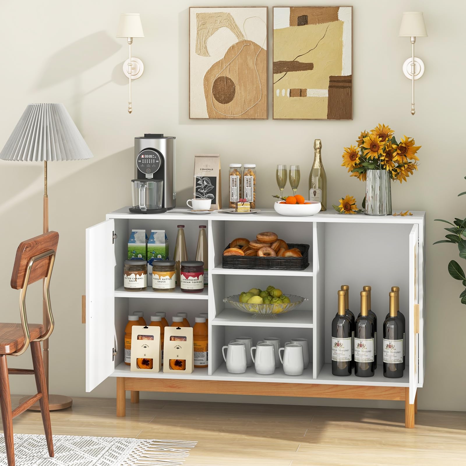 komfotteu-buffet-sideboard-wei-120x35x78-cm-mit-bambus-t-ren image 2