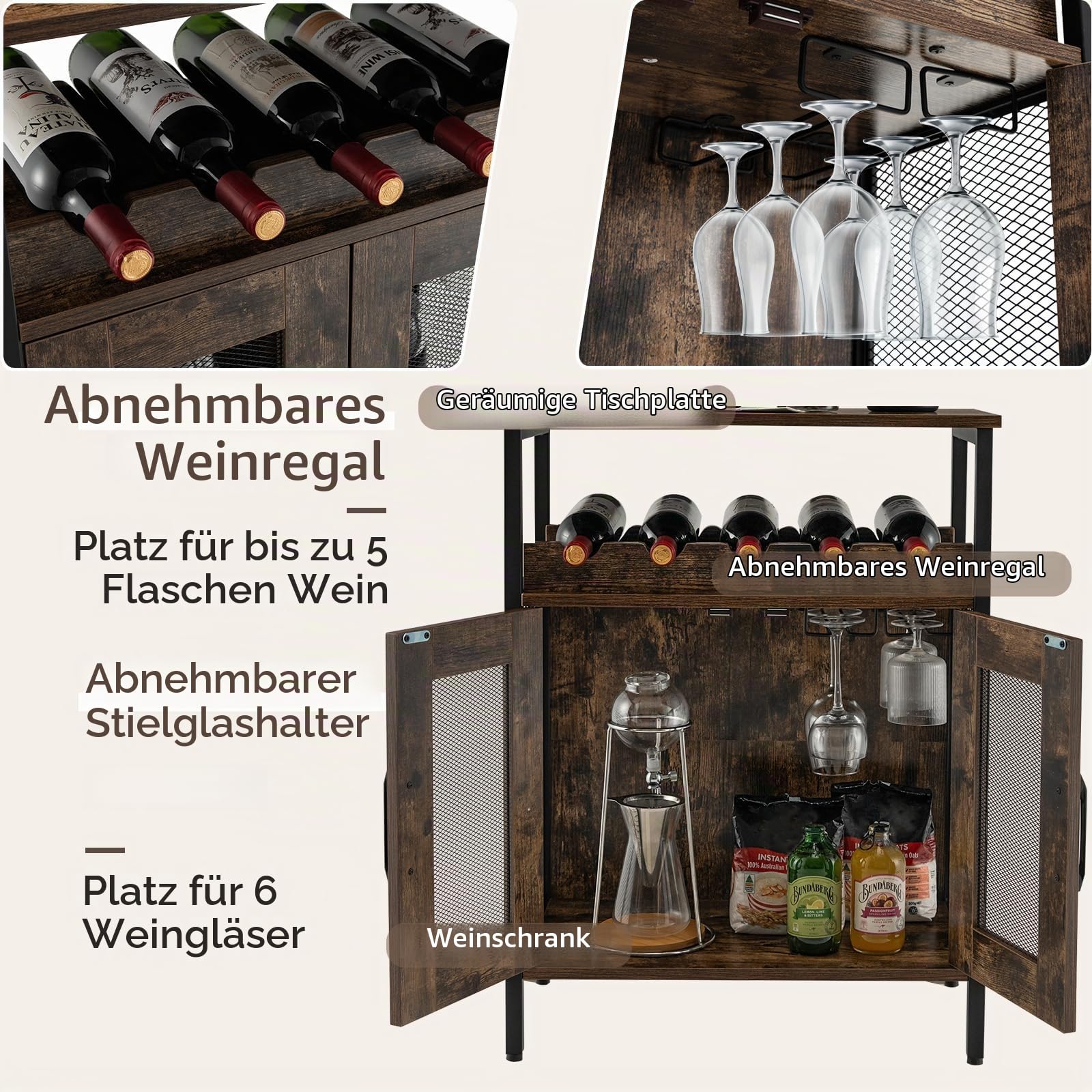 komfotteu-weinschrank-sideboard-vintage-60x34x79-cm-mit-weinregal-und-glashalter image 4