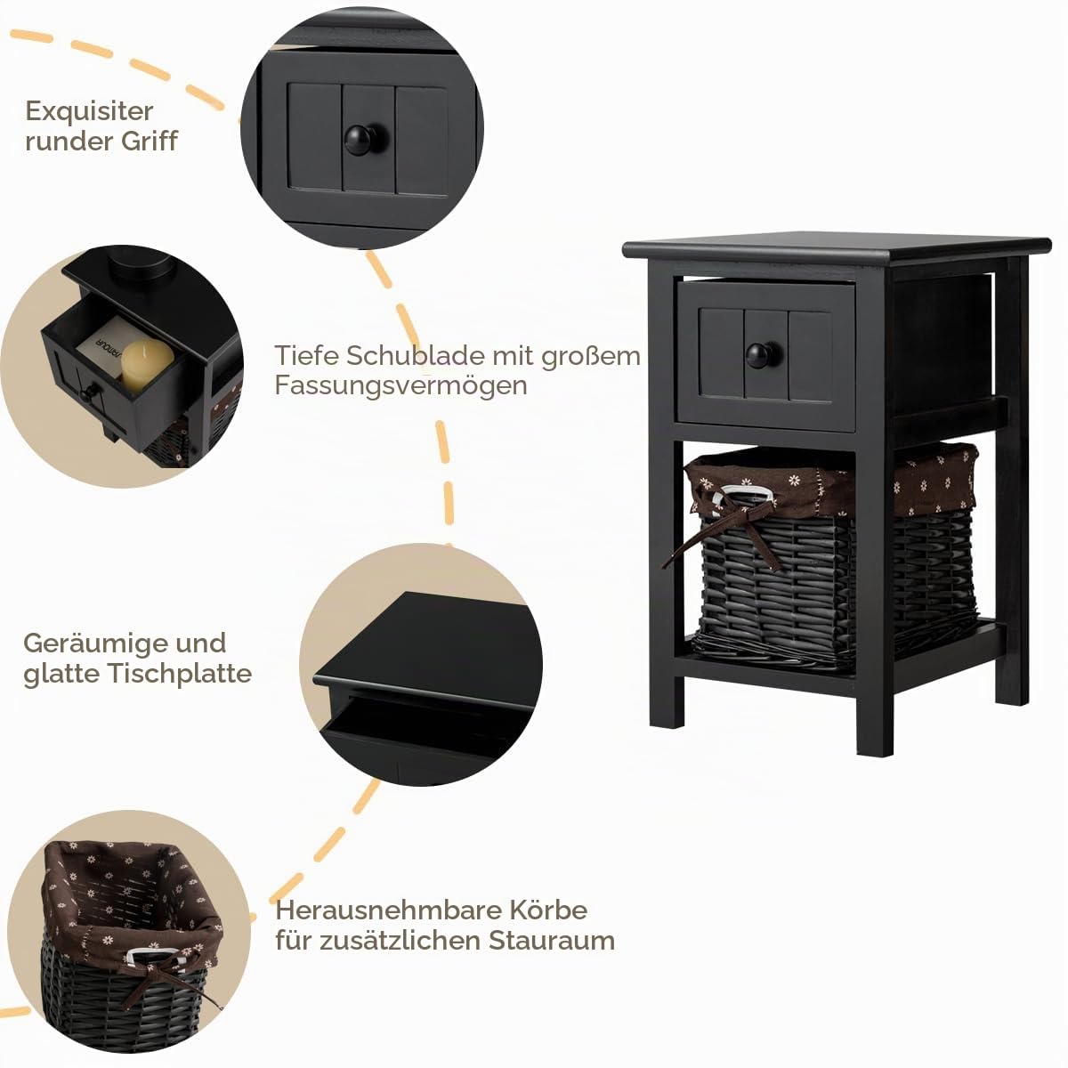 komfotteu-nachttisch-holz-schwarz-mit-schublade-und-korb-28x31x45-cm image 5