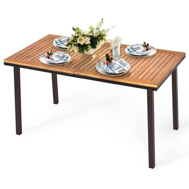 komfotteu-gartentisch-akazienholz-140-x-75-x-76-cm-esstisch-mit-schirmloch-6-8-p image 1