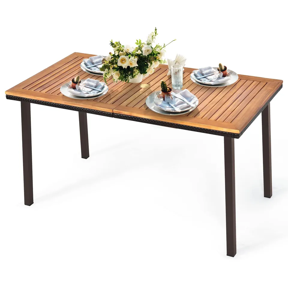 komfotteu-gartentisch-akazienholz-140-x-75-x-76-cm-esstisch-mit-schirmloch-6-8-p image 1