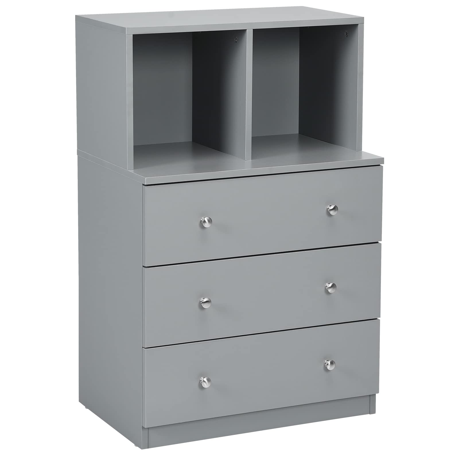 komfotteu-kommode-aus-holz-grau-60-x-40-x-94-cm-mit-3-schubladen-und-2-f-chern image 1