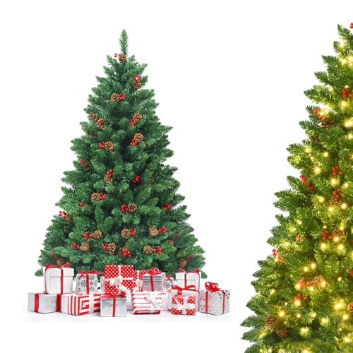 komfotteu-k-nstlicher-weihnachtsbaum-135-cm-mit-300-led-lichtern-tannenzapfen-un image 8