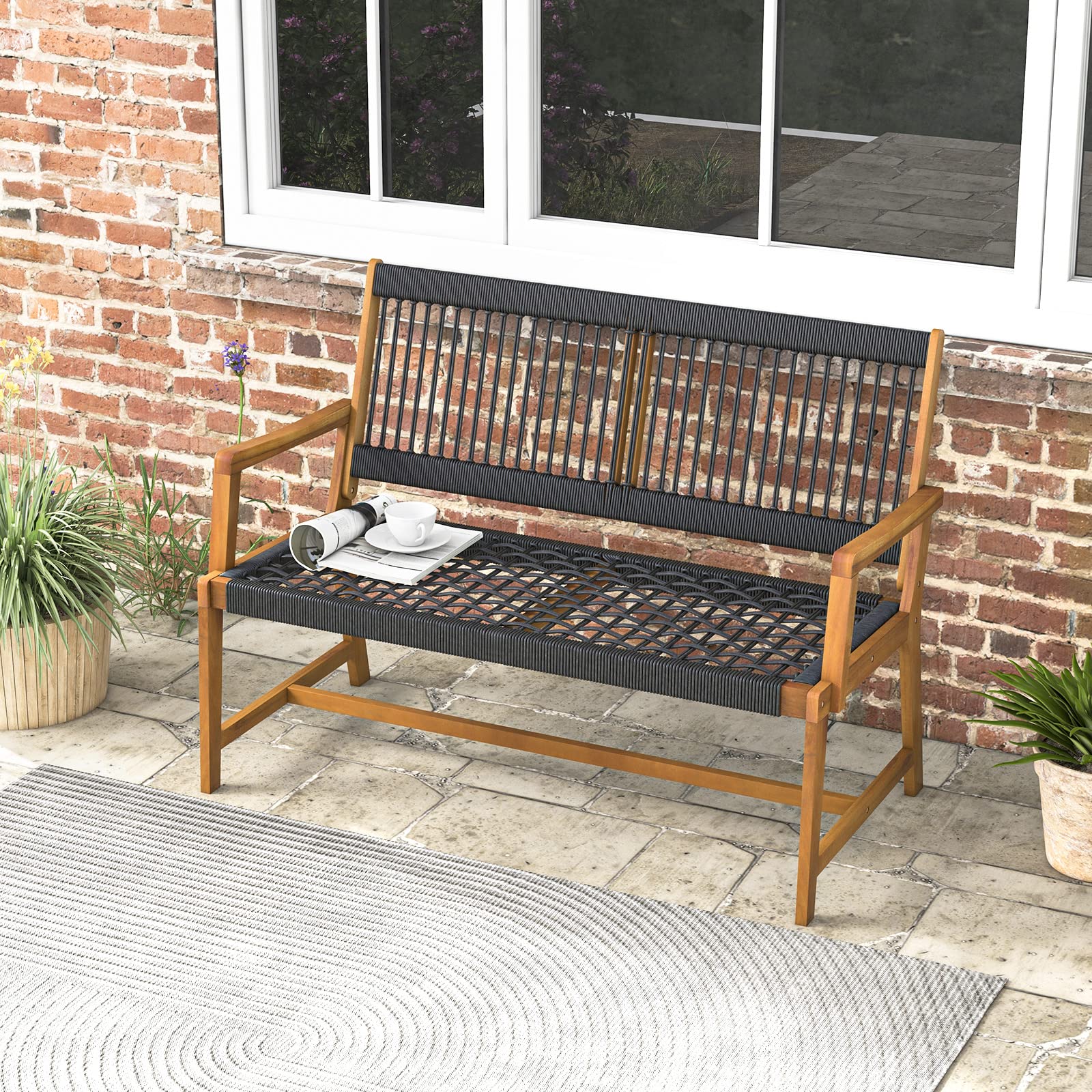 komfotteu-gartenbank-akazienholz-2-sitzer-parkbank-118-x-63-x-90-cm-bis-320-kg image 2