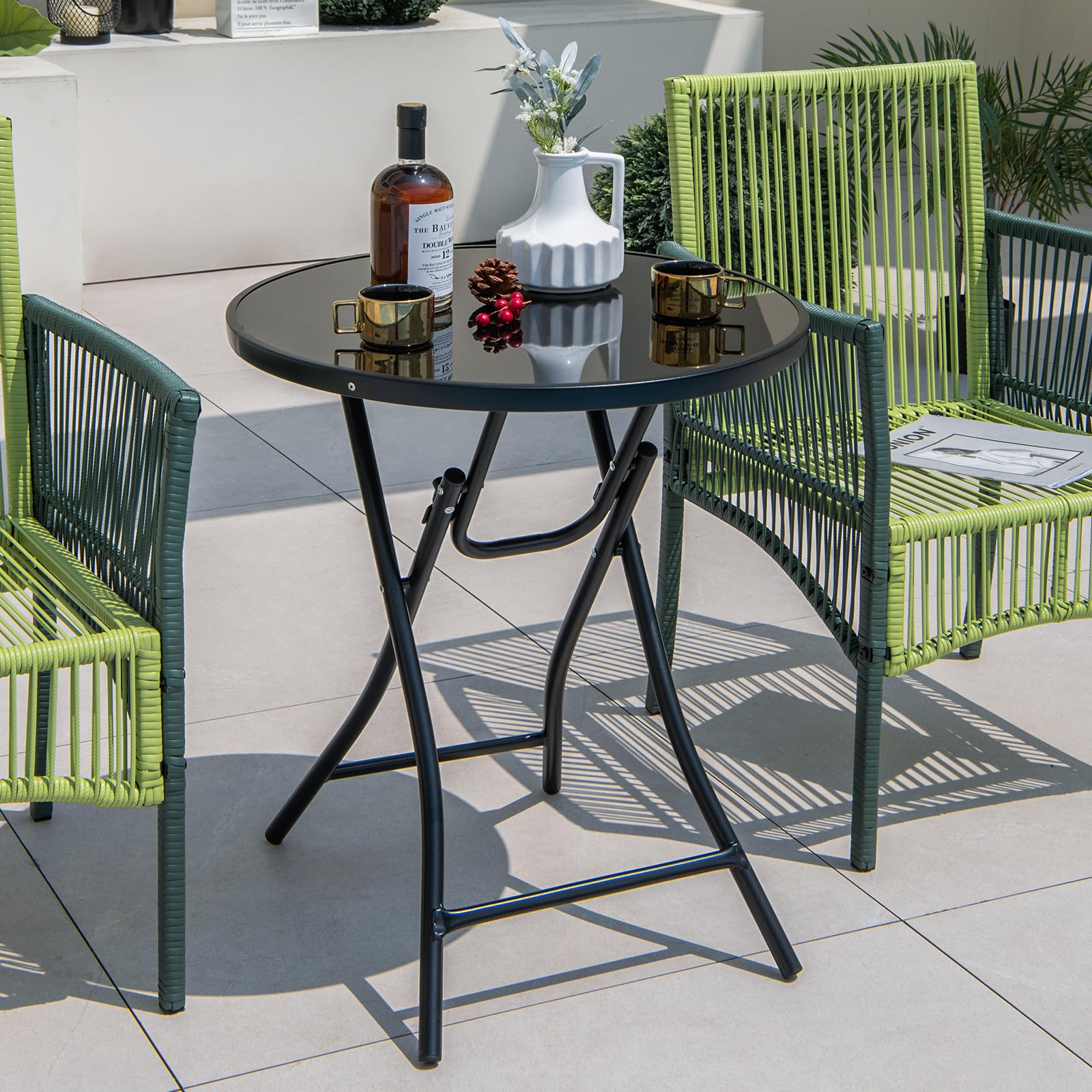 komfotteu-gartentisch-klappbar-rund-59-cm-glas-schwarz-metall image 2