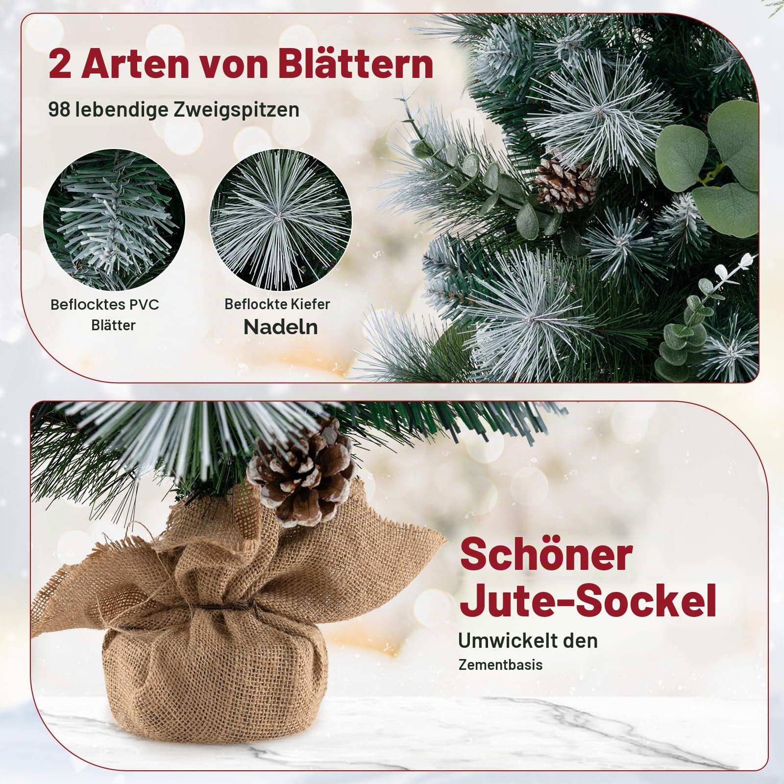 komfotteu-mini-christbaum-64-cm-mit-tannenzapfen-und-led-tisch-weihnachtsbaum image 4