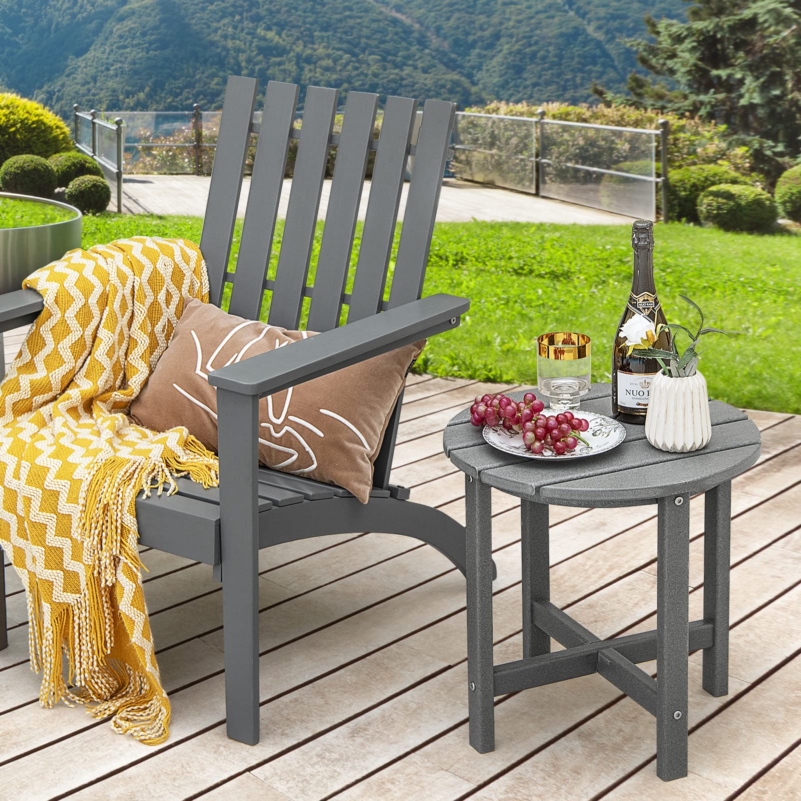 komfotteu-gartentisch-klein-rund-grau-hdpe-beistelltisch-wetterfest-bis-150-kg image 2