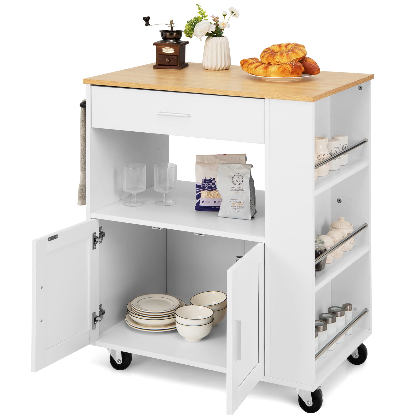 komfotteu-k-chenwagen-82x46x92-cm-mit-arbeitsplatte-und-gew-rzregalen-wei image 1
