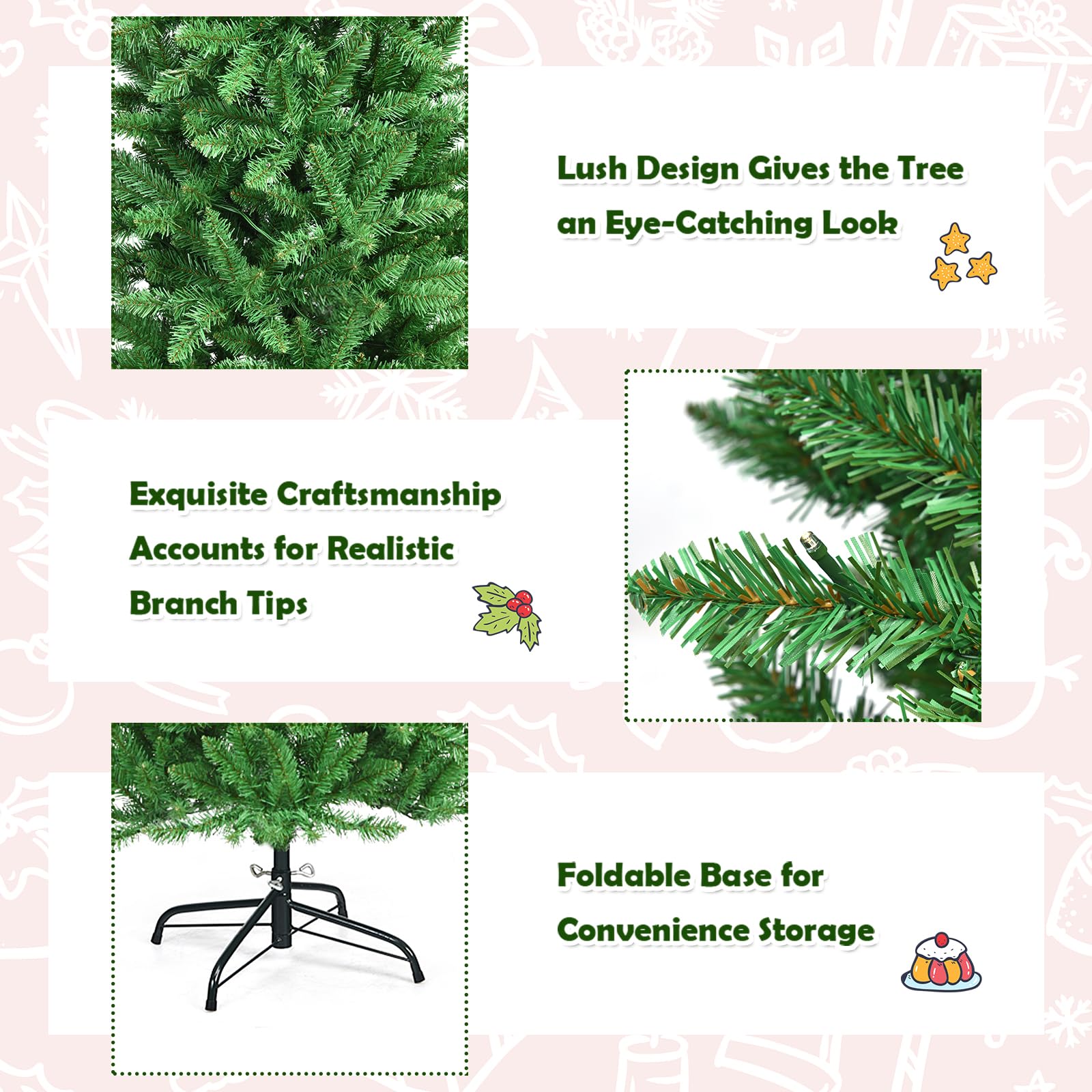 komfotteu-k-nstlicher-weihnachtsbaum-mit-led-150-cm-und-metallst-nder image 4