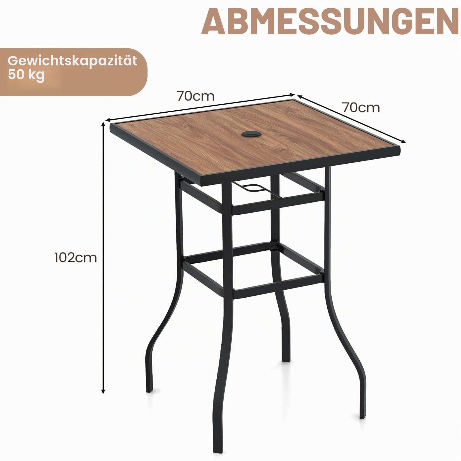 komfotteu-gartentisch-bistrotisch-quadratisch-70x70x102-cm-metall image 3