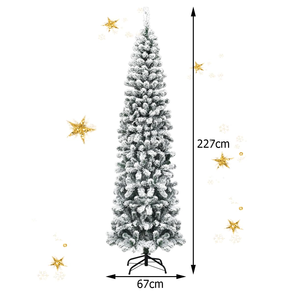 komfotteu-k-nstlicher-weihnachtsbaum-schneebedeckt-faltbar-227-cm image 3