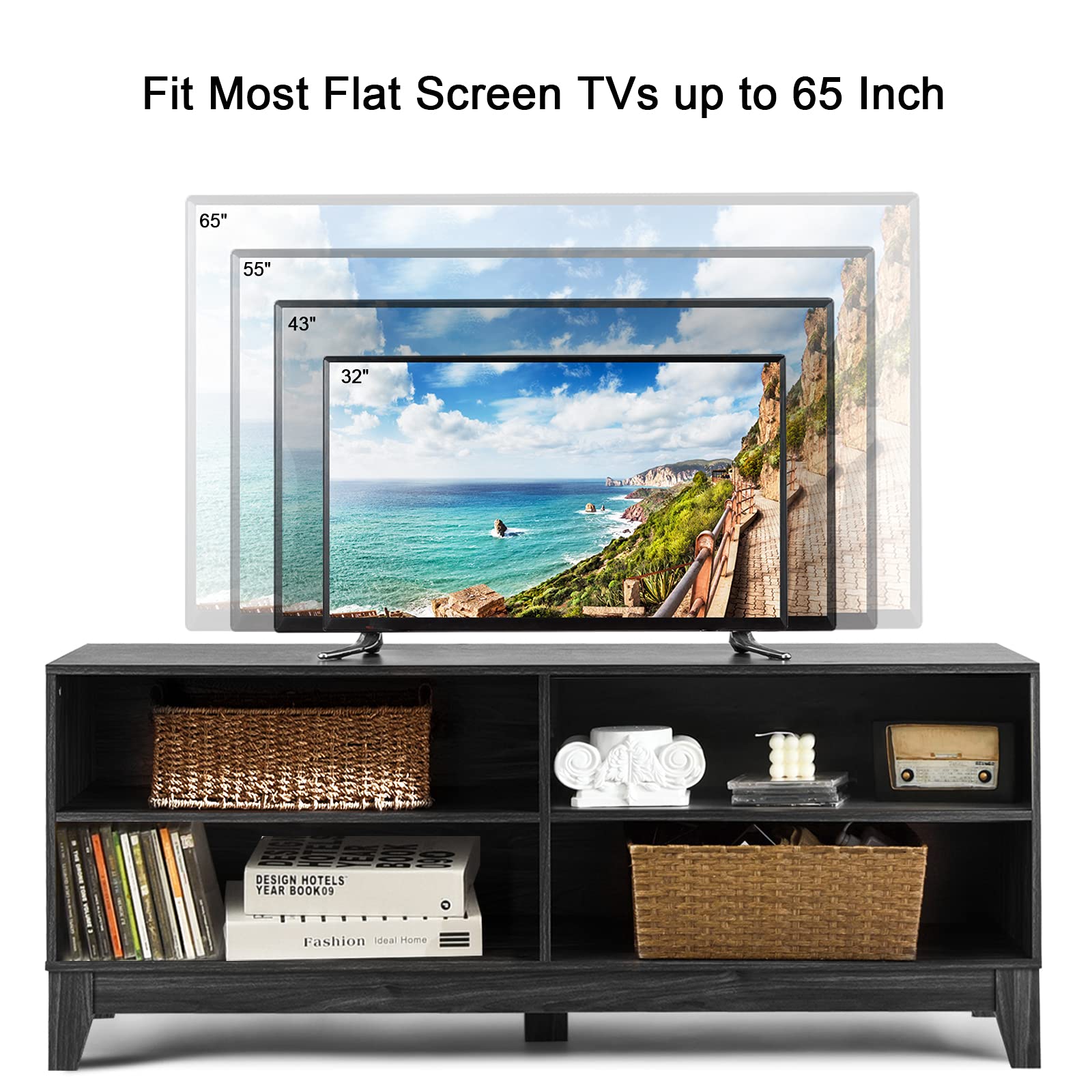 komfotteu-tv-lowboard-147x40-cm-dunkelbraun-f-r-fernseher-bis-67-zoll image 3